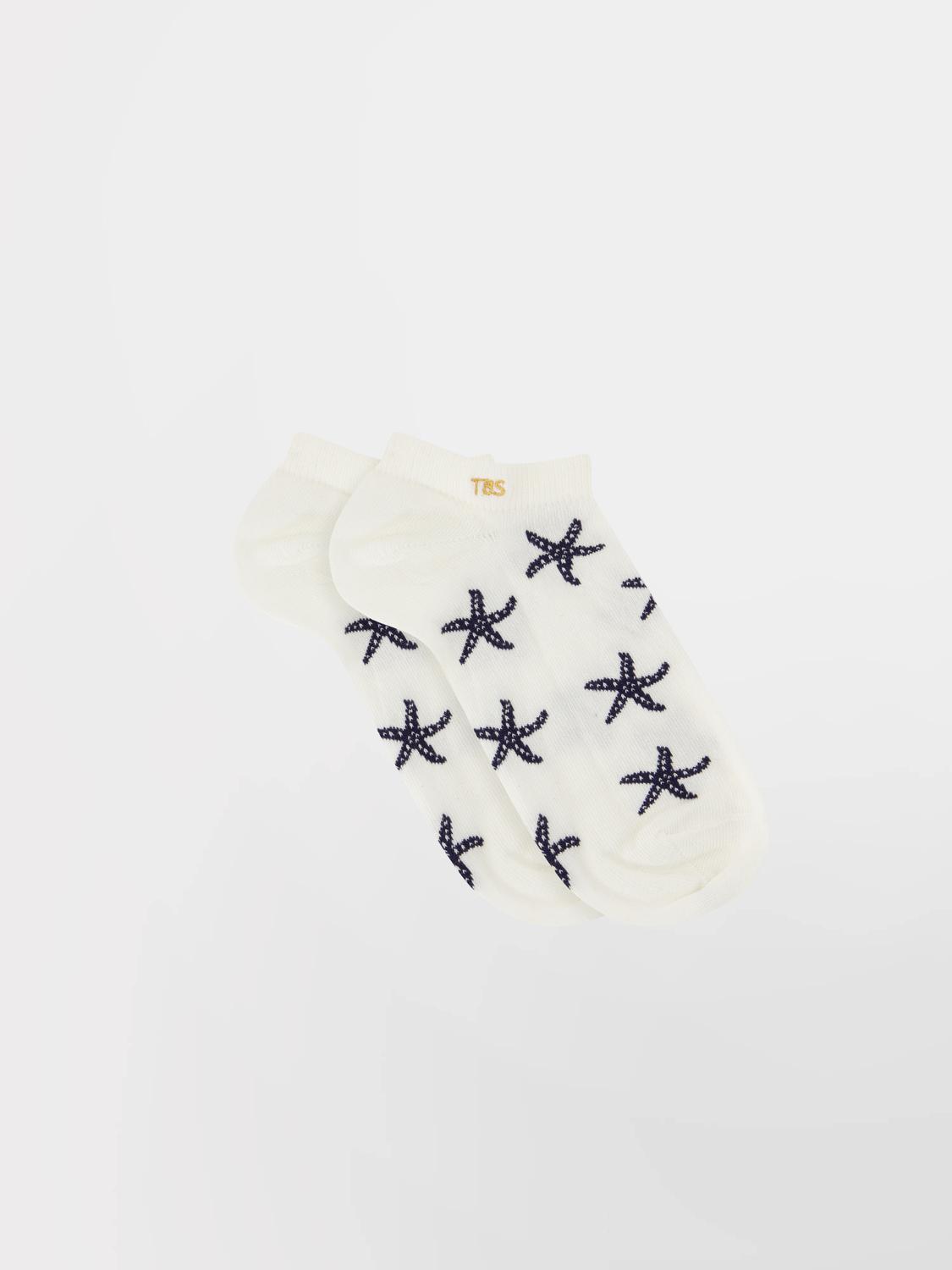 Chaussettes femme blanc et etoile marine LOWLUXY