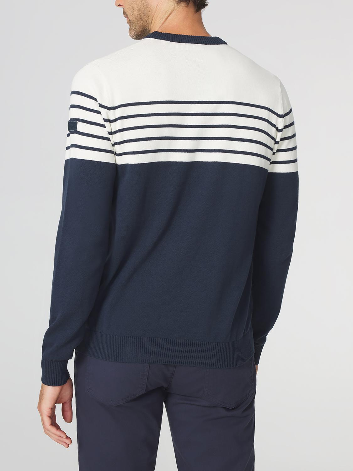 Pull Homme Tricot Rayures Marine et Blanc TOBIERON