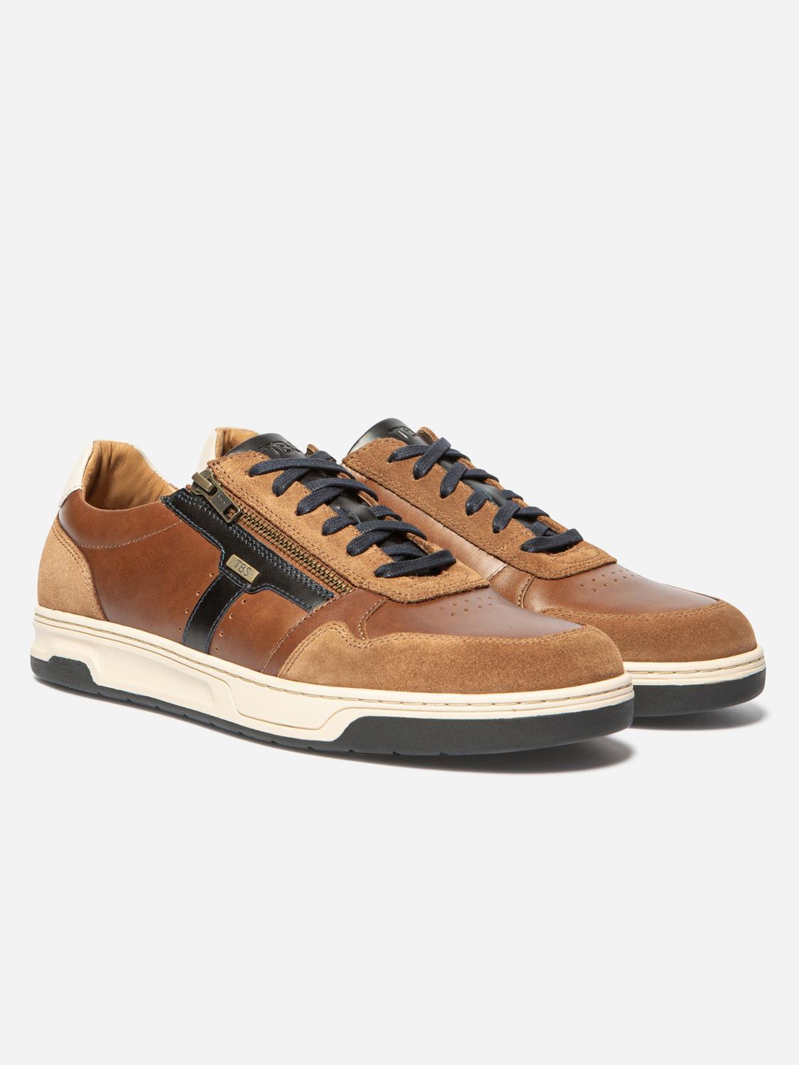 Baskets Homme Zippées Cuir Marron THEOZIP Baskets Homme Zippées Cuir Marron THEOZIP