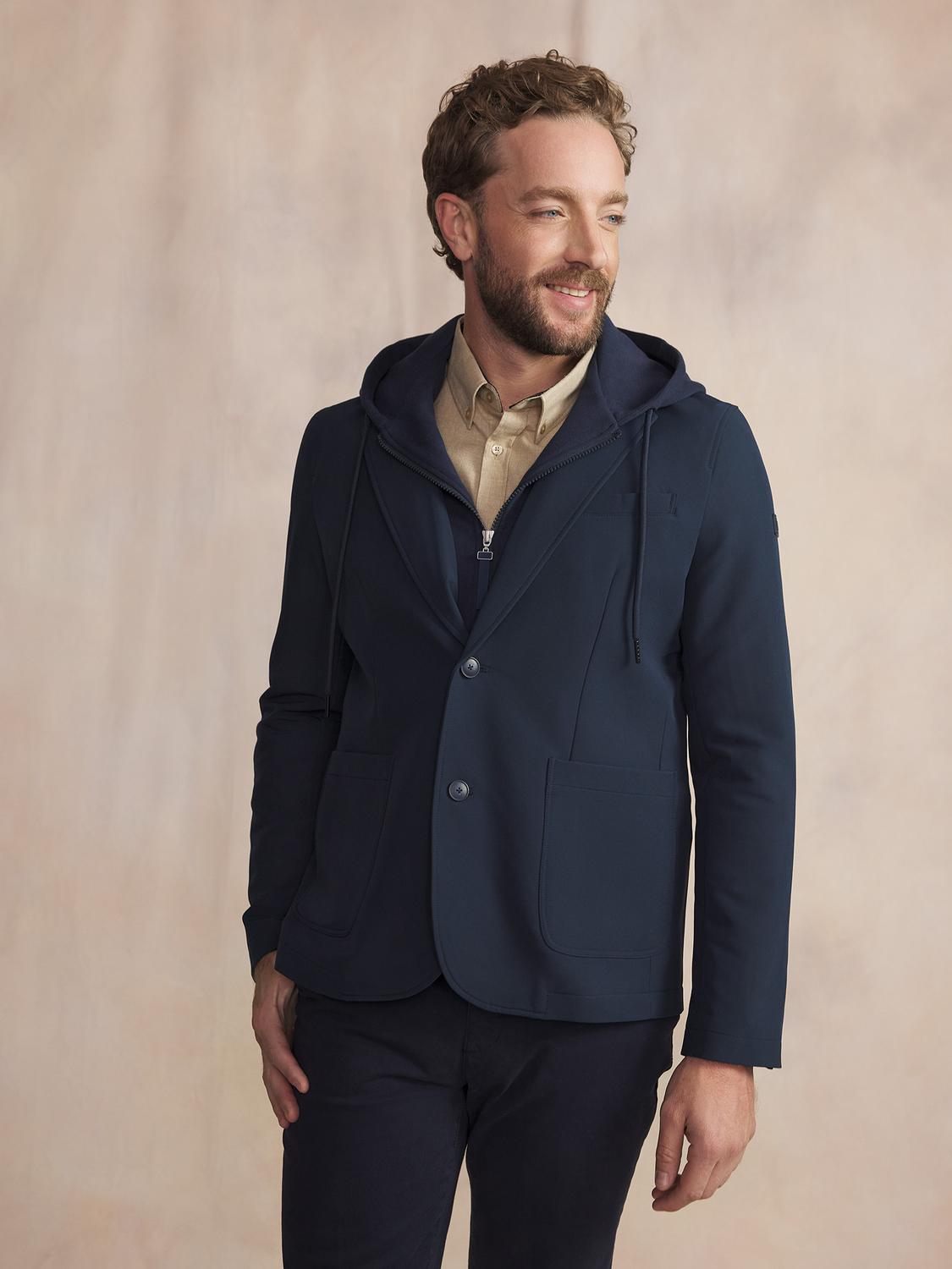 Veste Homme Zippée et Boutonnée Marine FLEEXVES Veste Homme Zippée et Boutonnée Marine FLEEXVES