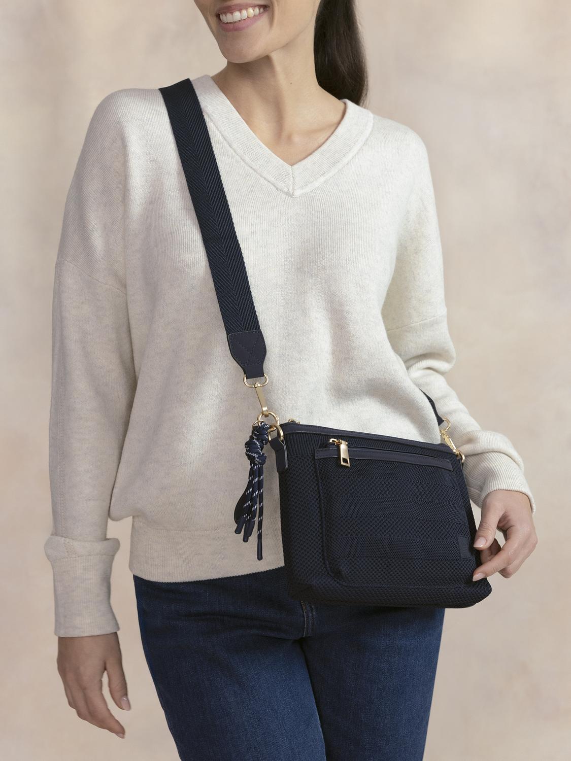 Bag Crossbody Women Knit Recycled Navy