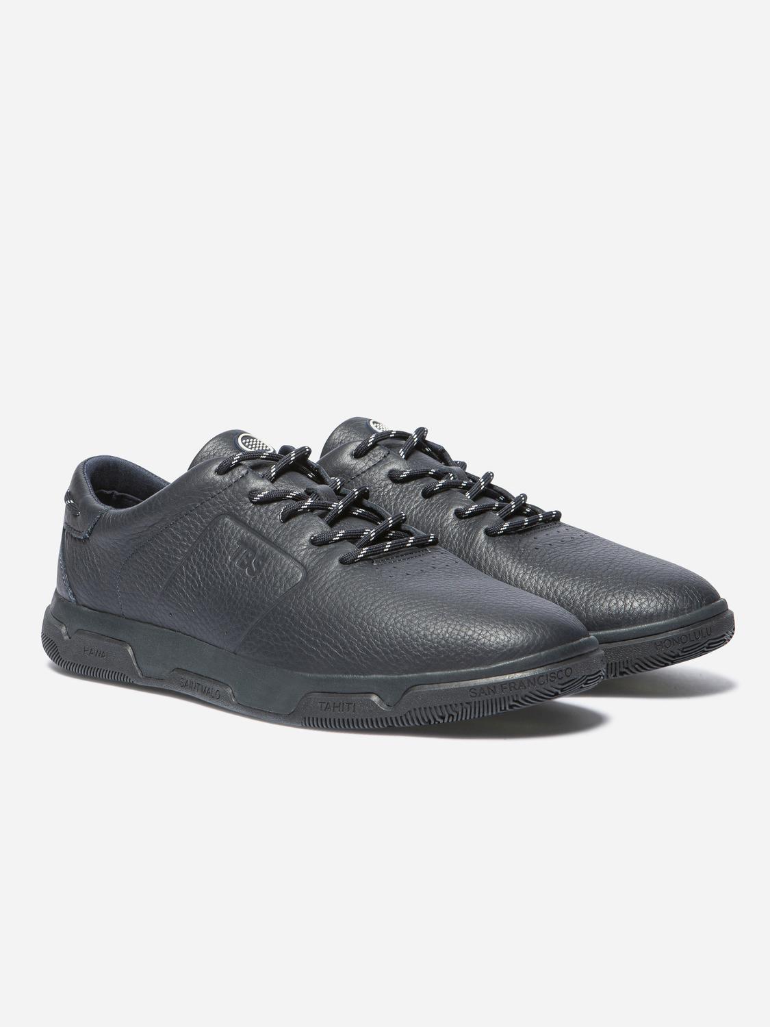 Baskets Homme Cuir Sans Couture Marine GEDEONE