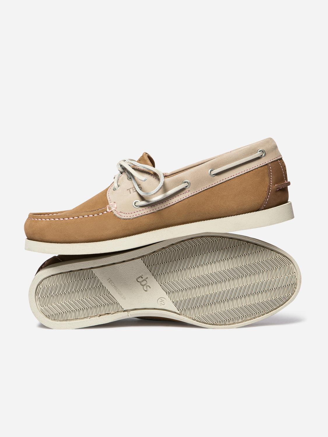 Chaussures bateau homme tan et beige et rose PHENIS