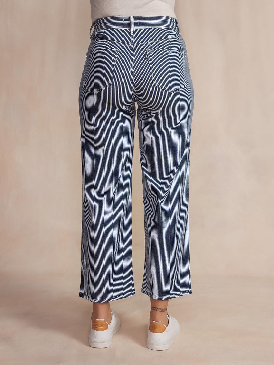 Pantalon Femme 7/8ème Rayures Bleu et Blanc RAYYAHUI Pantalon Femme 7/8ème Rayures Bleu et Blanc RAYYAHUI