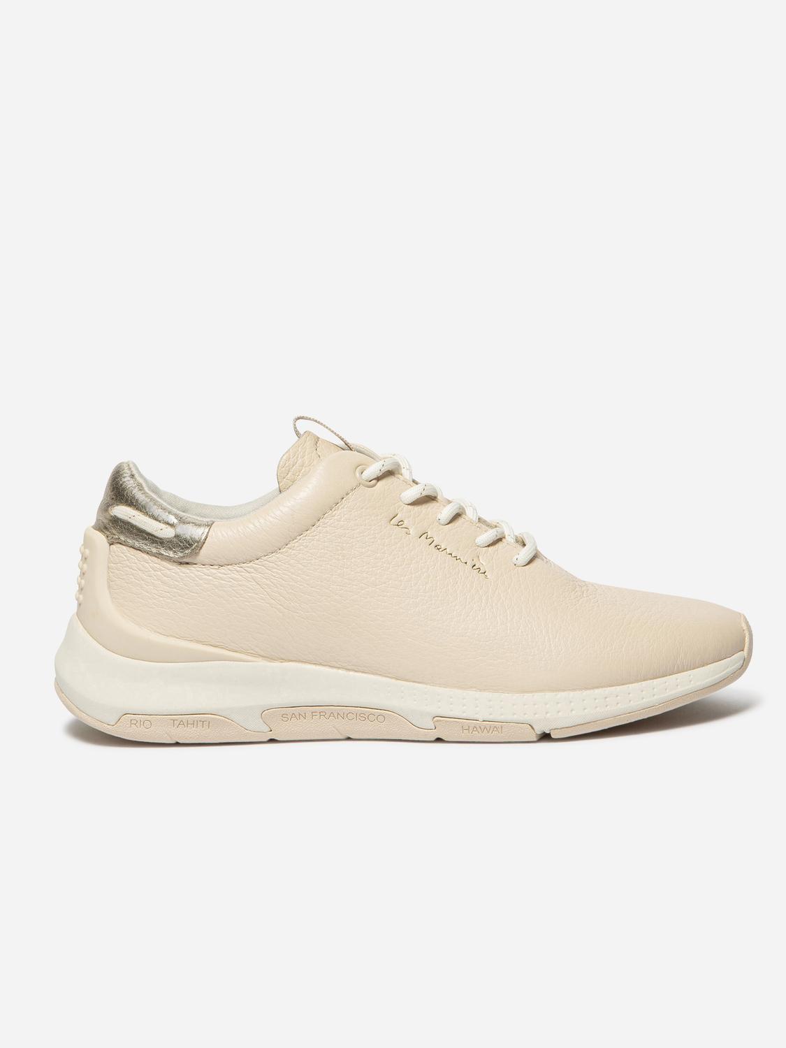 Baskets Femme Confort Cuir Beige