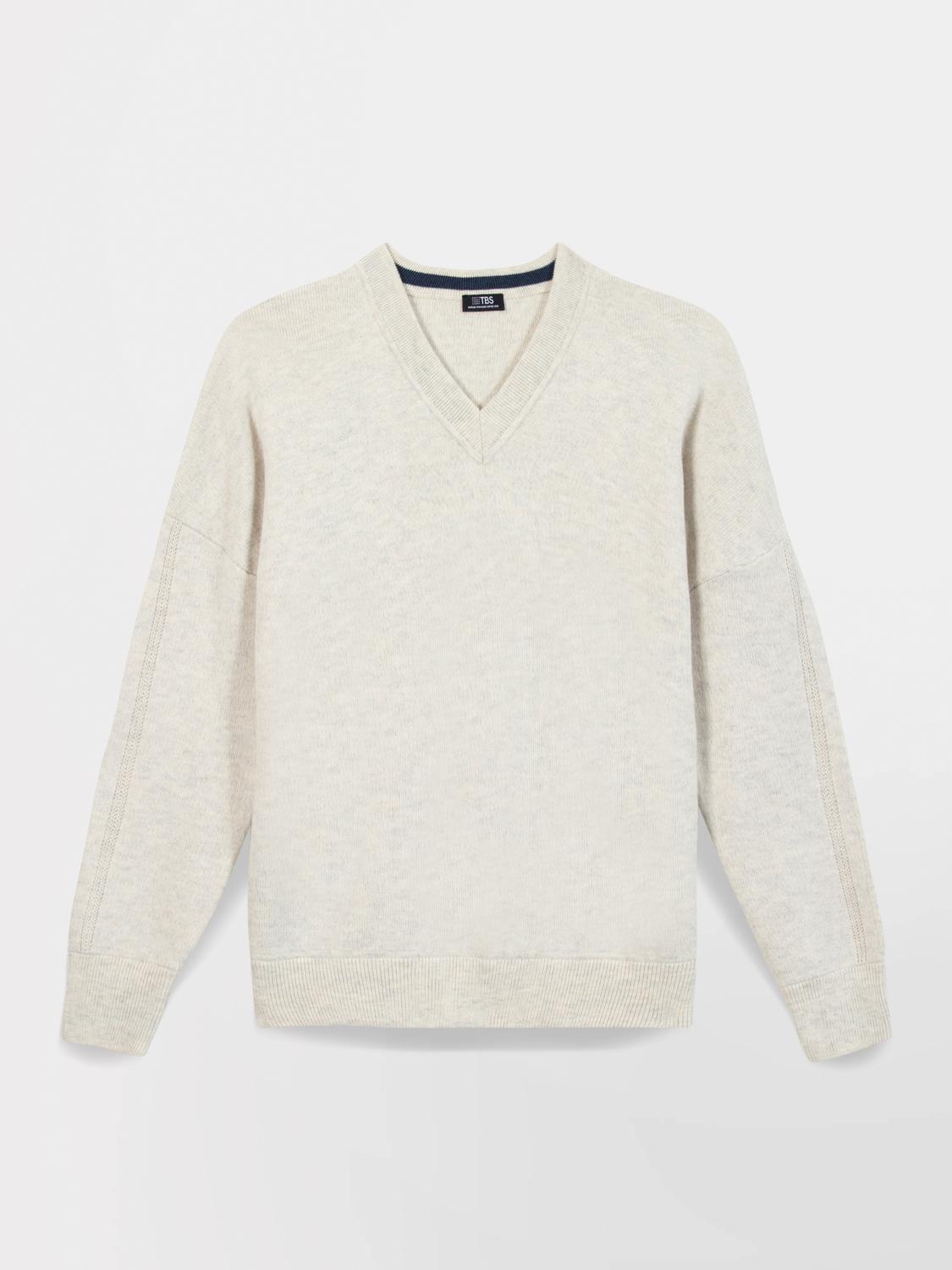 Pull Femme Tricot Col V Coton Laine Blanc ENOLAVER Pull Femme Tricot Col V Coton Laine Blanc ENOLAVER