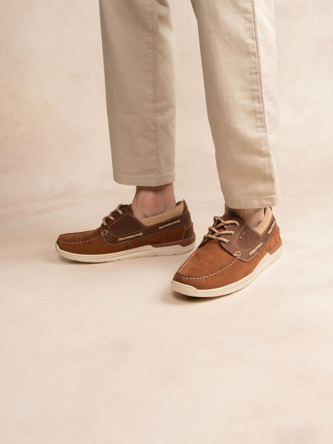 Chaussures bateau homme camel et cognac MATBOAT