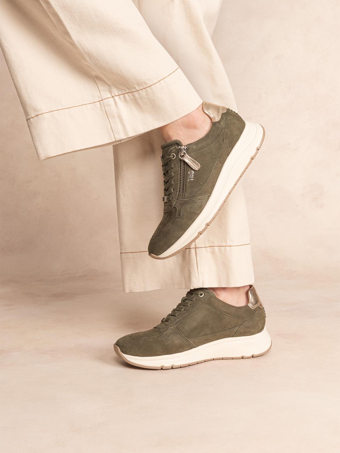 Tennis Femme Cuirs Velours Fermeture Lacets et Zip Vert BLONZIP Tennis Femme Cuirs Velours Fermeture Lacets et Zip Vert BLONZIP