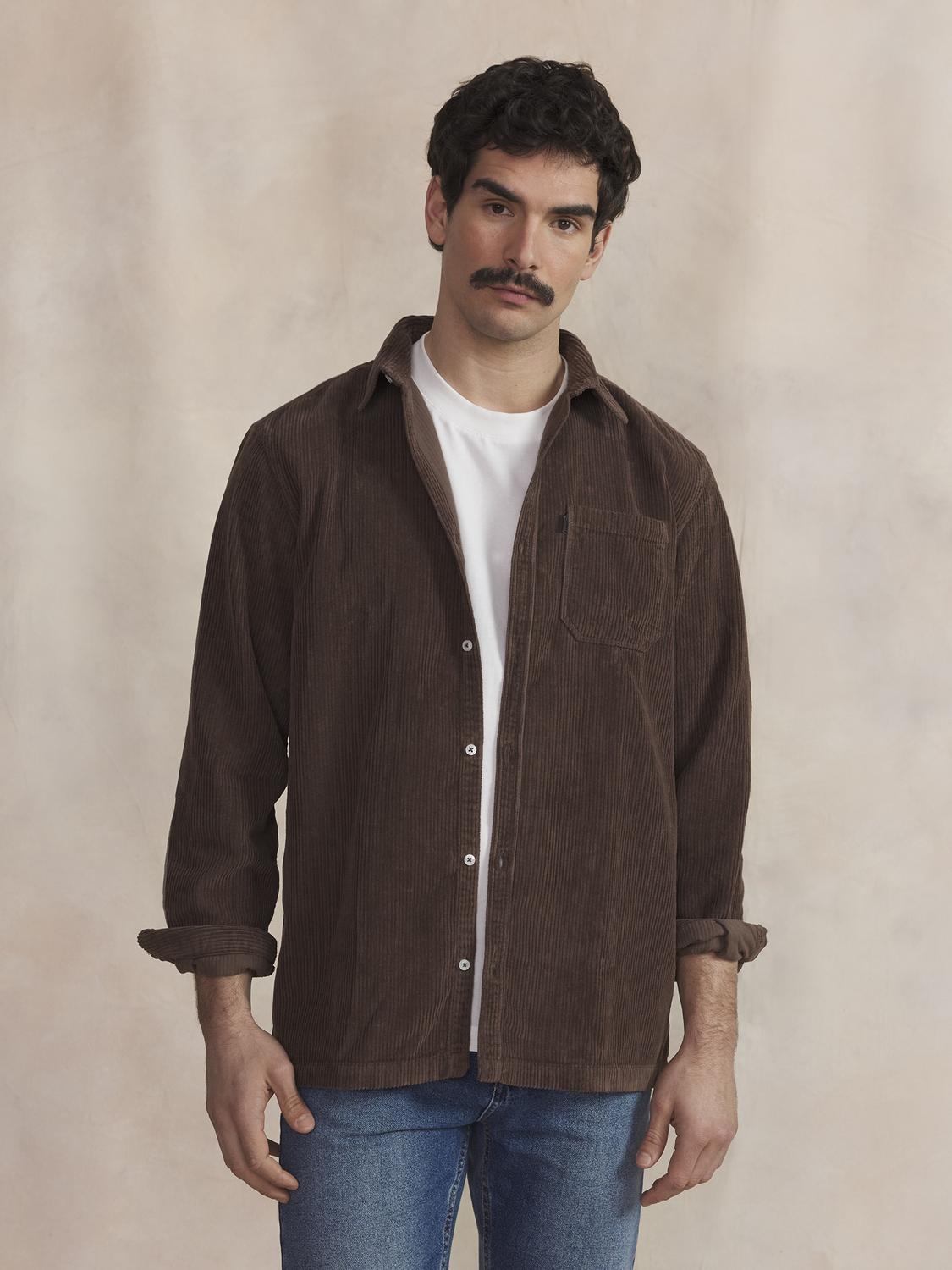 Chemise Homme Coton Brun MAEROCHE