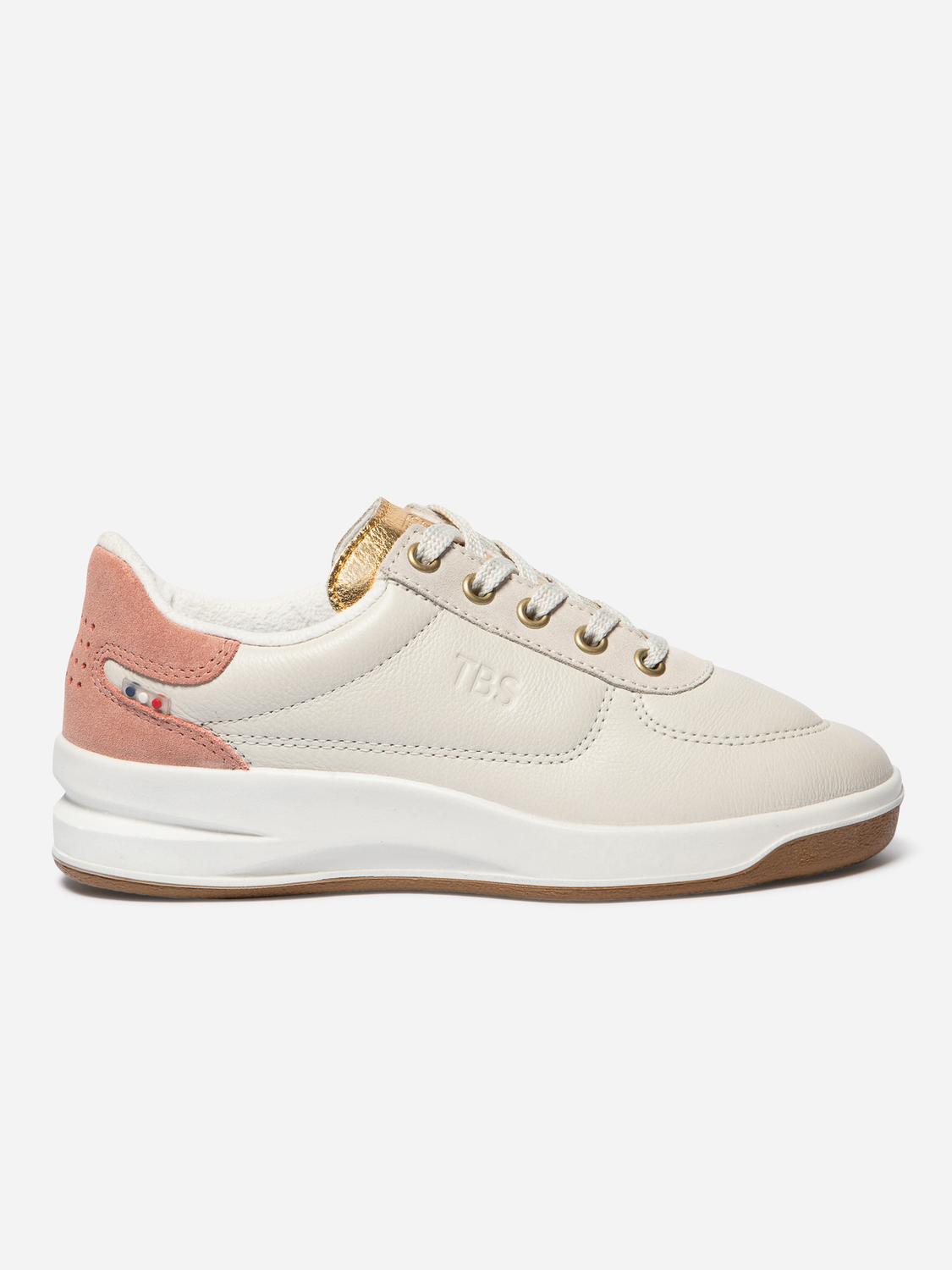 Tennis en cuir femme blanc et rose BRANDIE
