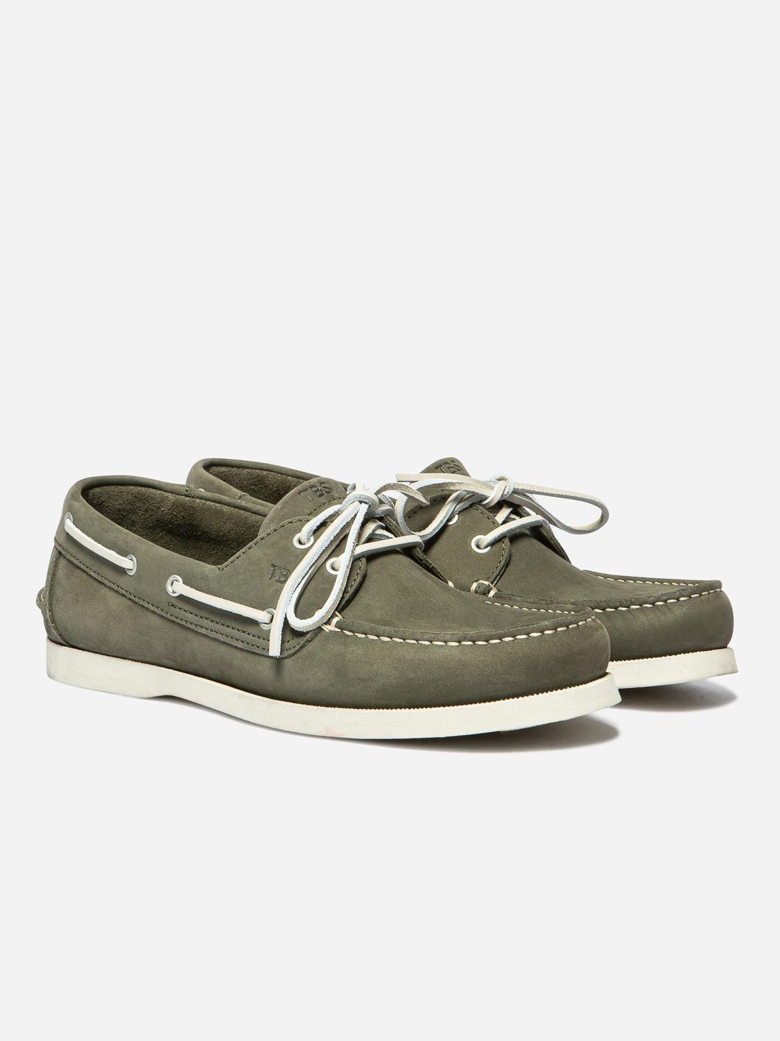 Chaussures Bateau Homme Cuir Kaki