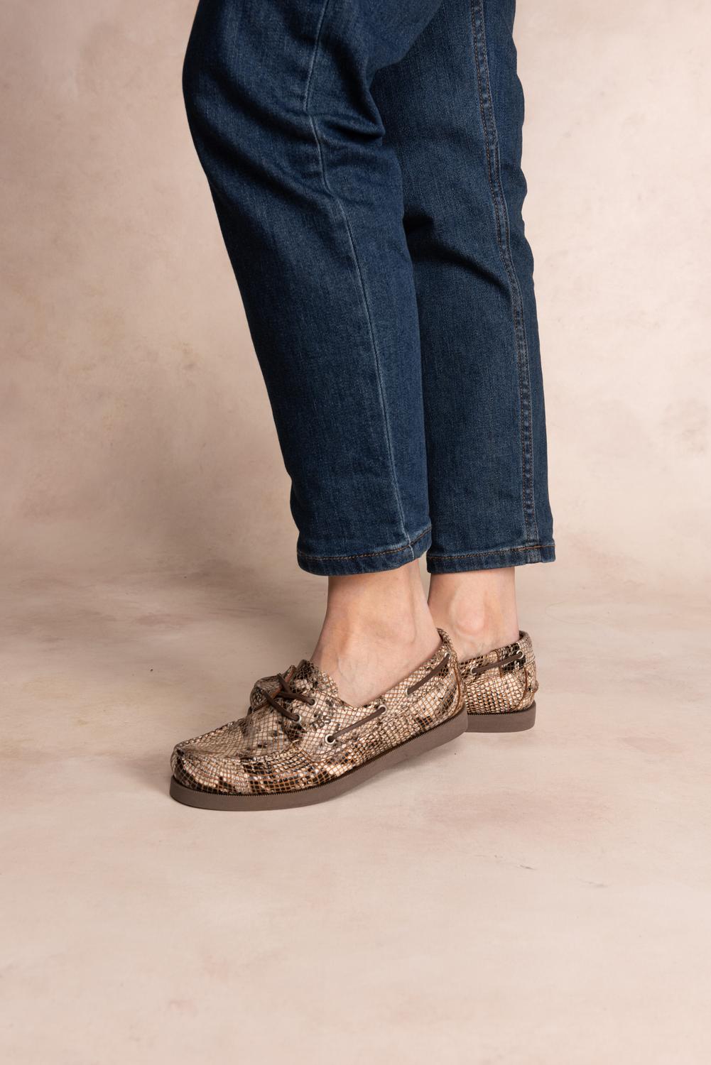 Chaussure Bateau Femme Cuir Beige PHENISE
