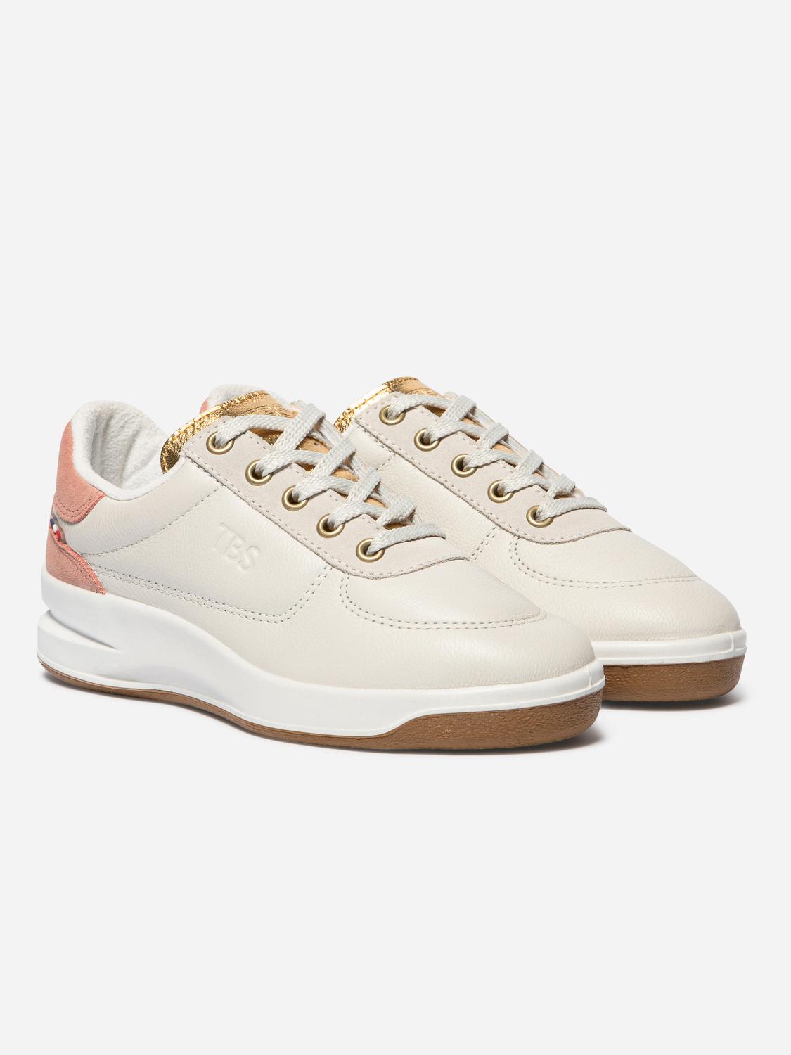 Tennis en cuir femme blanc et rose BRANDIE