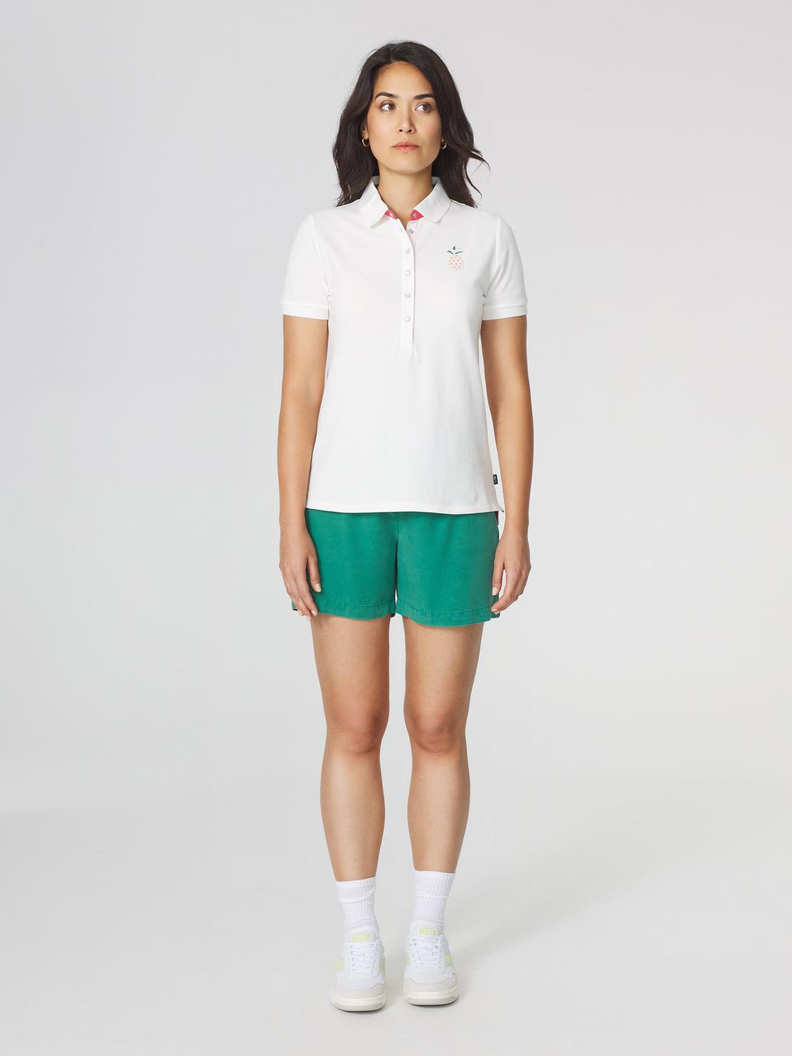 Polo Femme Fentes Côtés Piqué Blanc BONIEPOL Polo Femme Fentes Côtés Piqué Blanc BONIEPOL