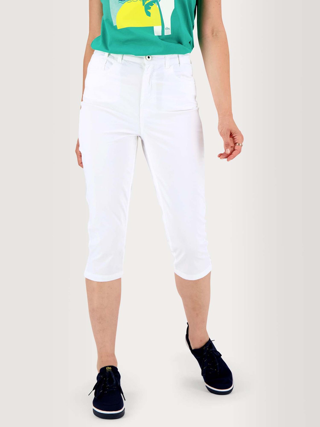 Corsaire Femme Coton Stretch Blanc