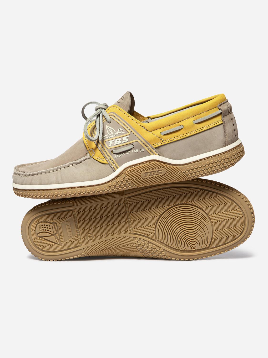 Chaussures bateau homme beige et mimosa GLOBEK