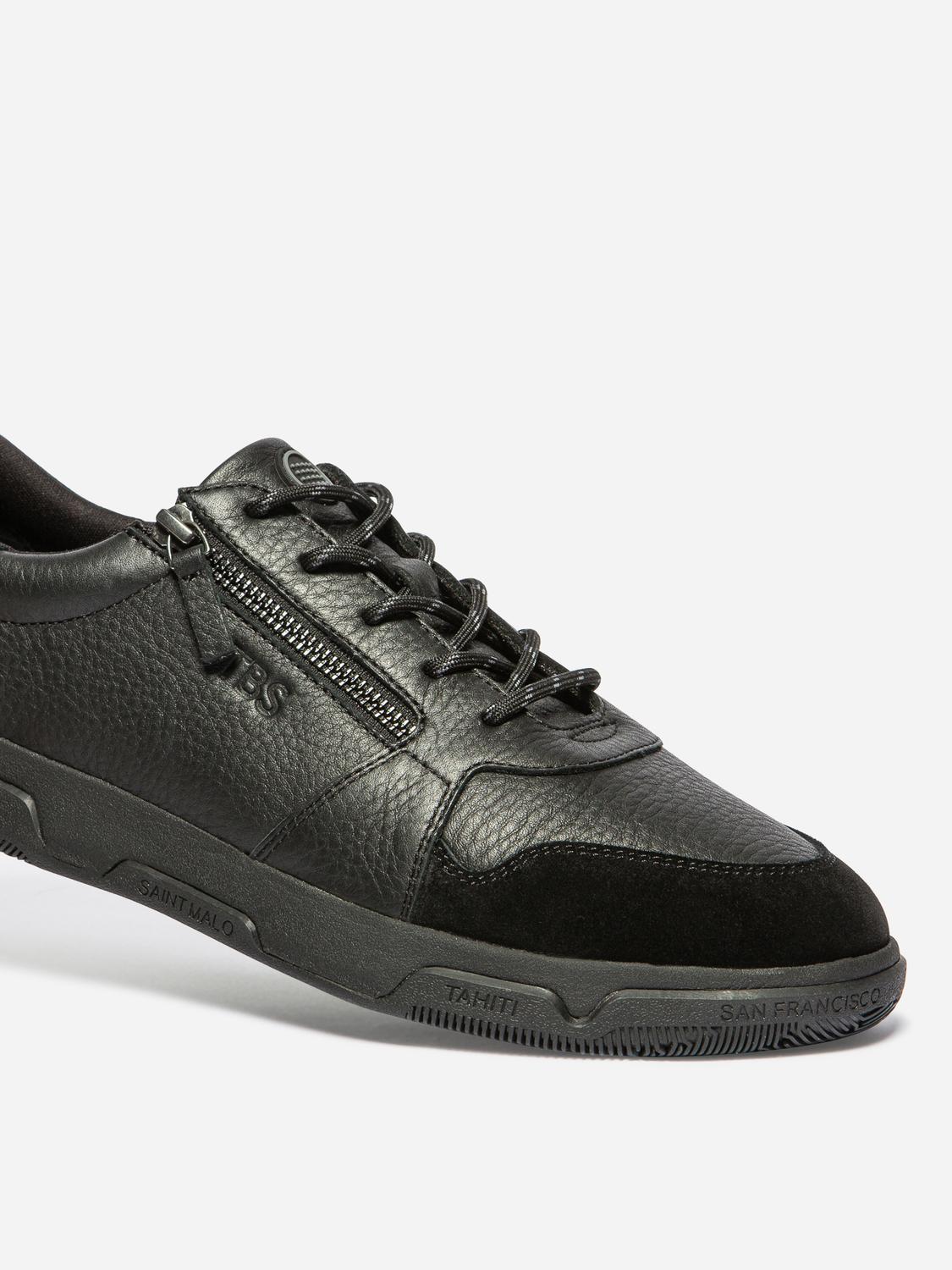 Tennis Homme Doublée Textile Cuir Noir GEDEZIP