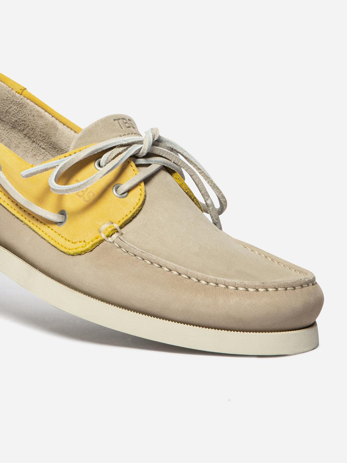 Chaussures bateau homme beige et mimosa PHENIS