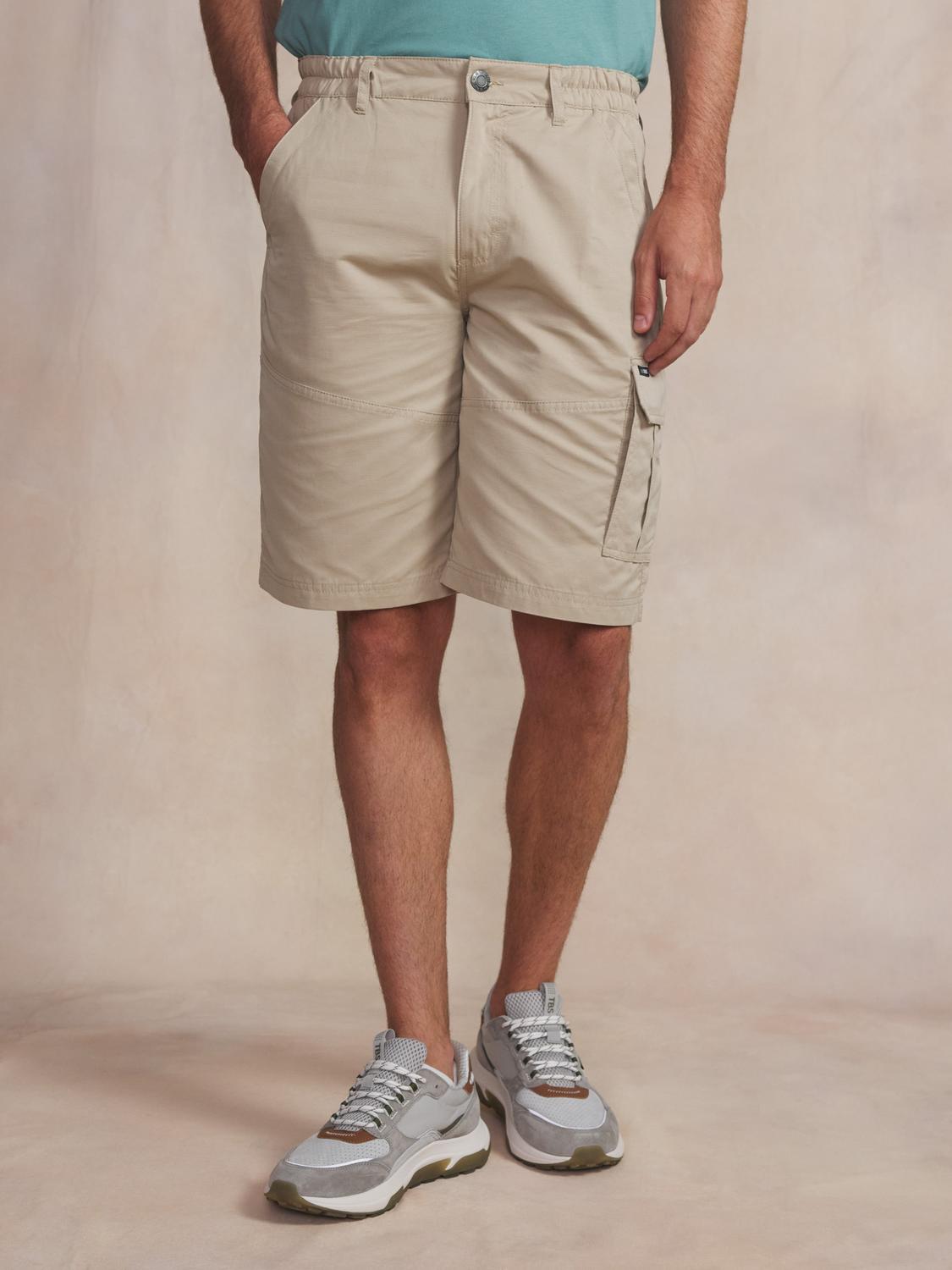 Bermuda Homme Ceinture Semi-élastiquée Beige FUPPABER