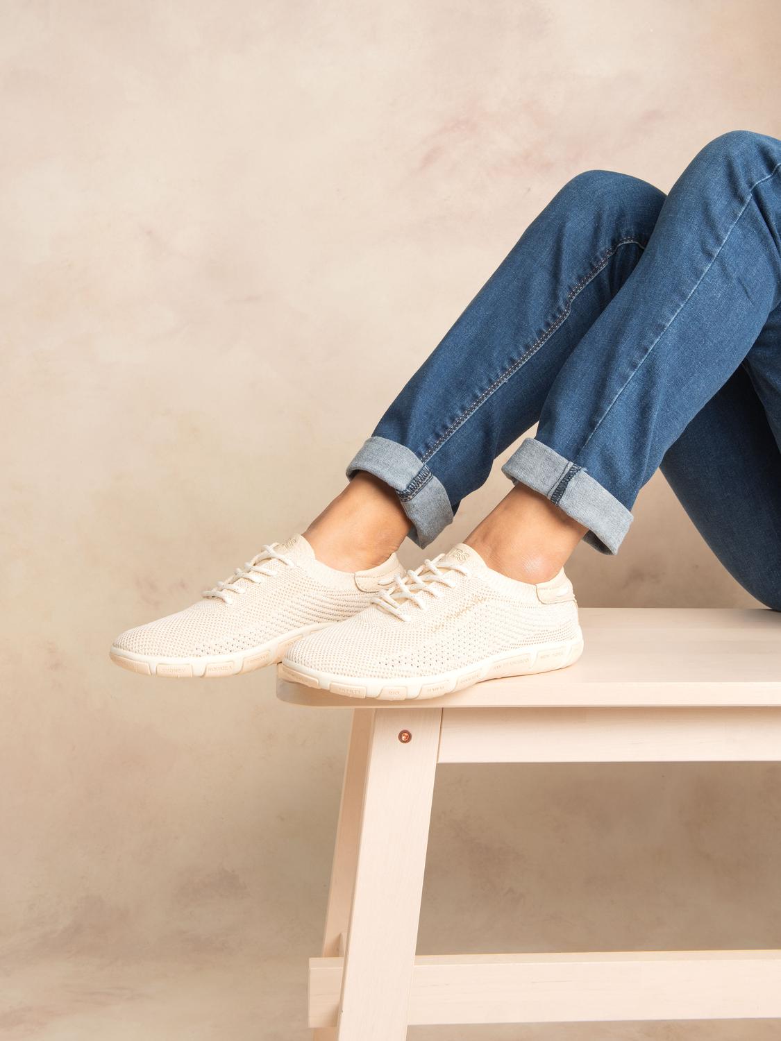 Tennis Femme Confort Textile Recyclé Beige