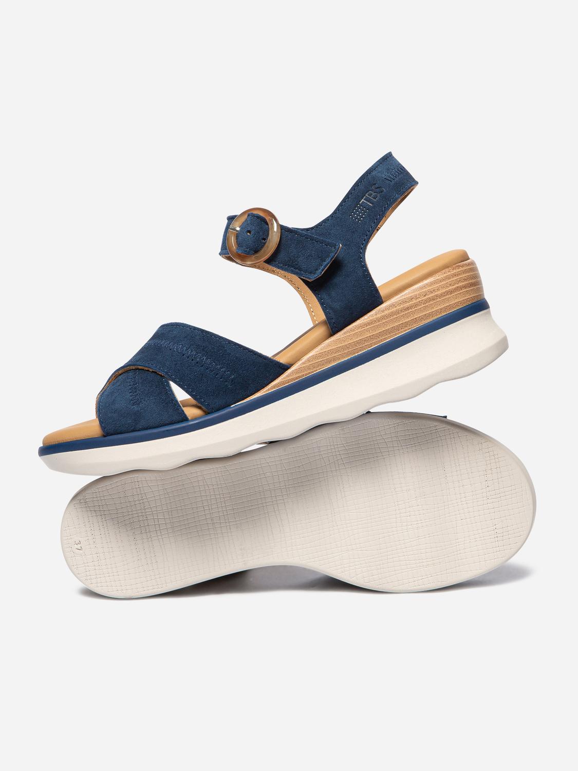 Sandales compensées femme marine HOULEMA