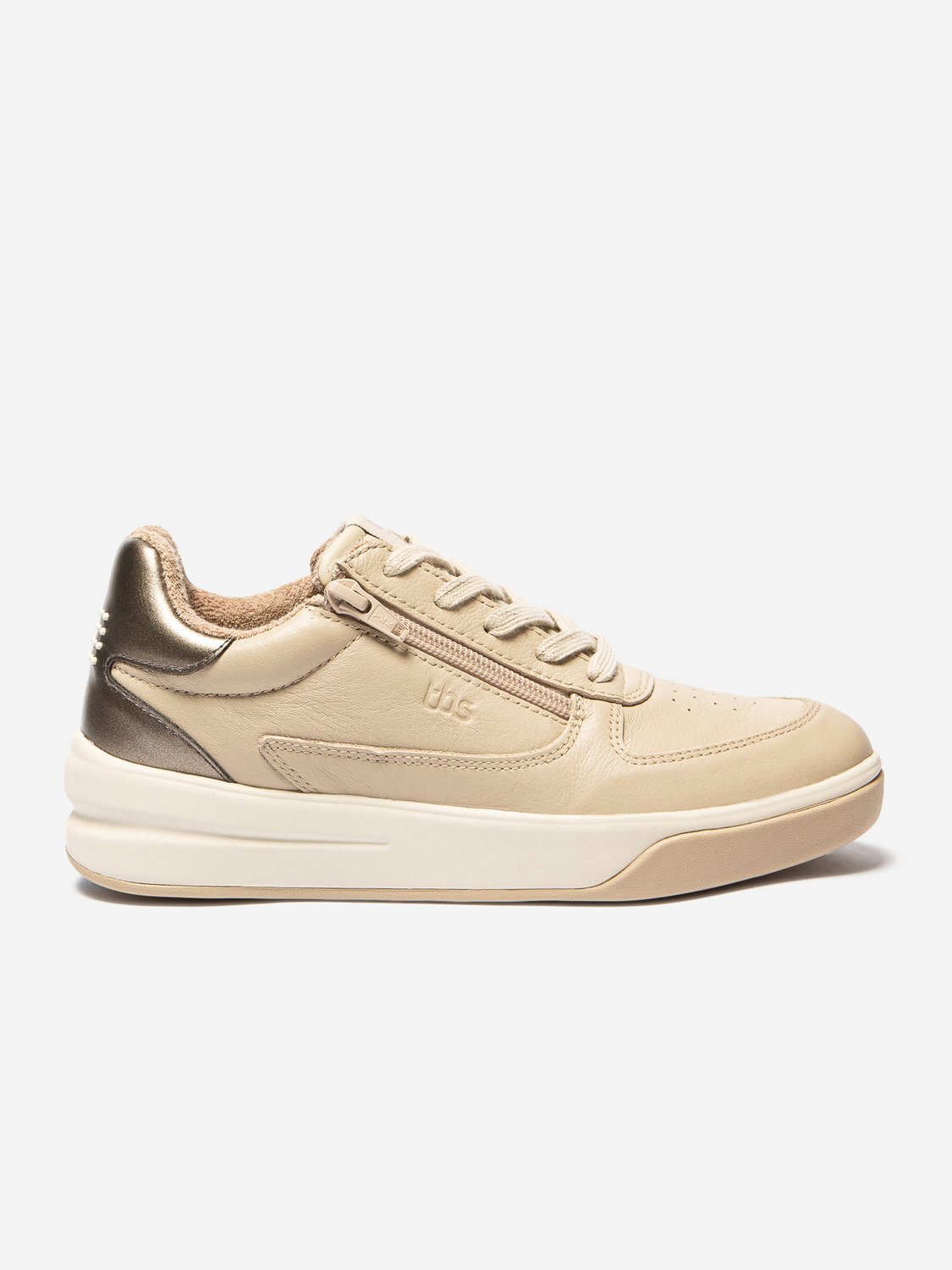 Baskets Femme Zippées Cuir Beige