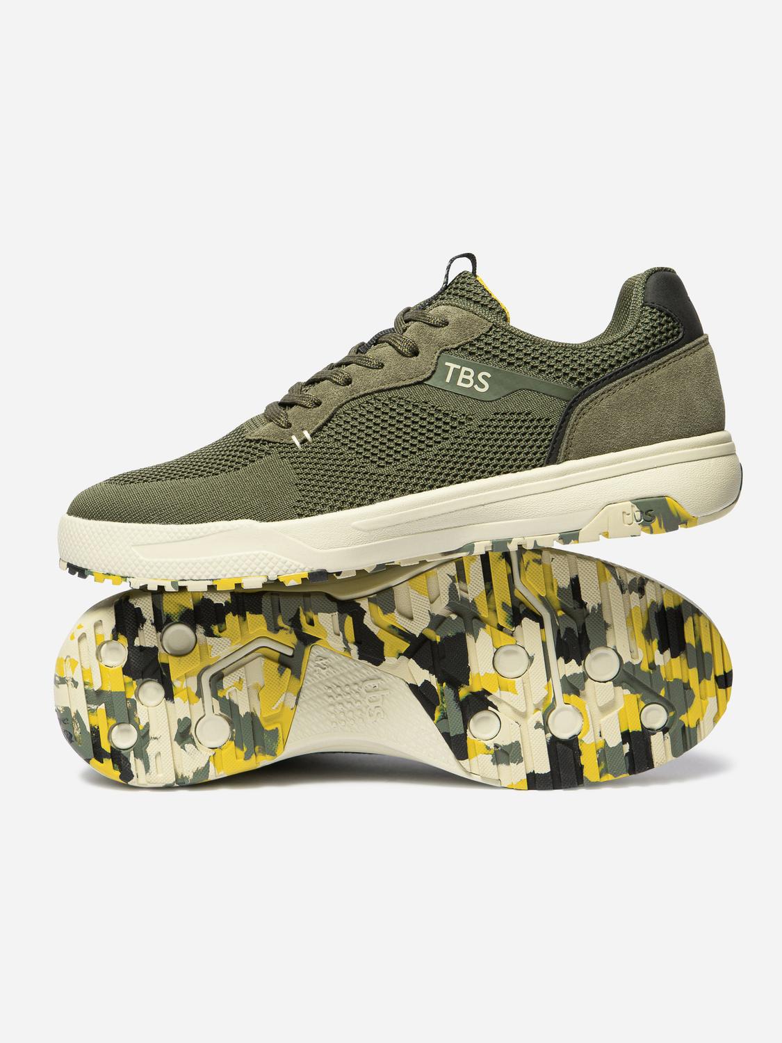 Tennis en toile homme kaki et jaune NEOPOLE