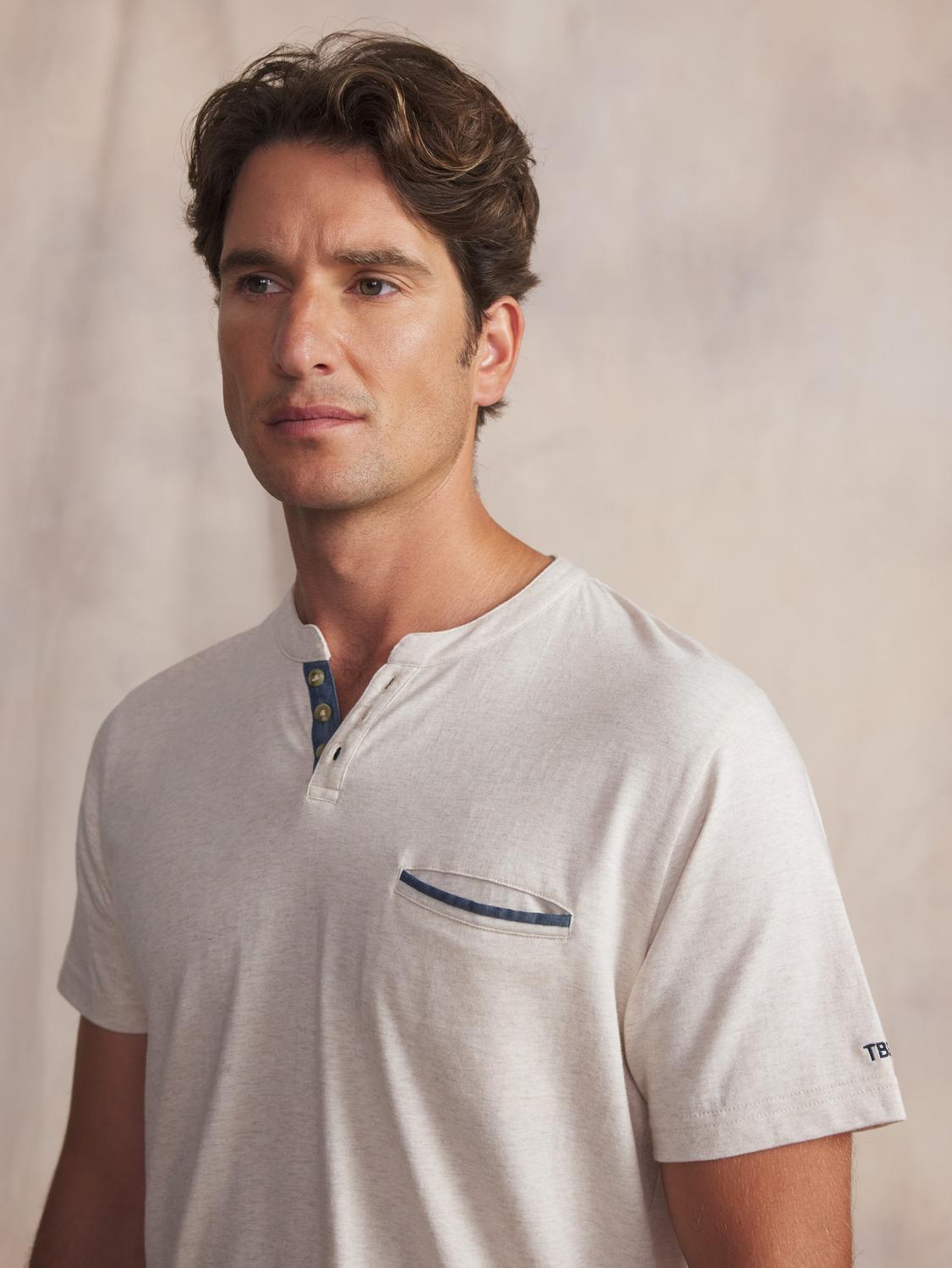 Tee-shirt en maille homme beige chine BLAKETEE