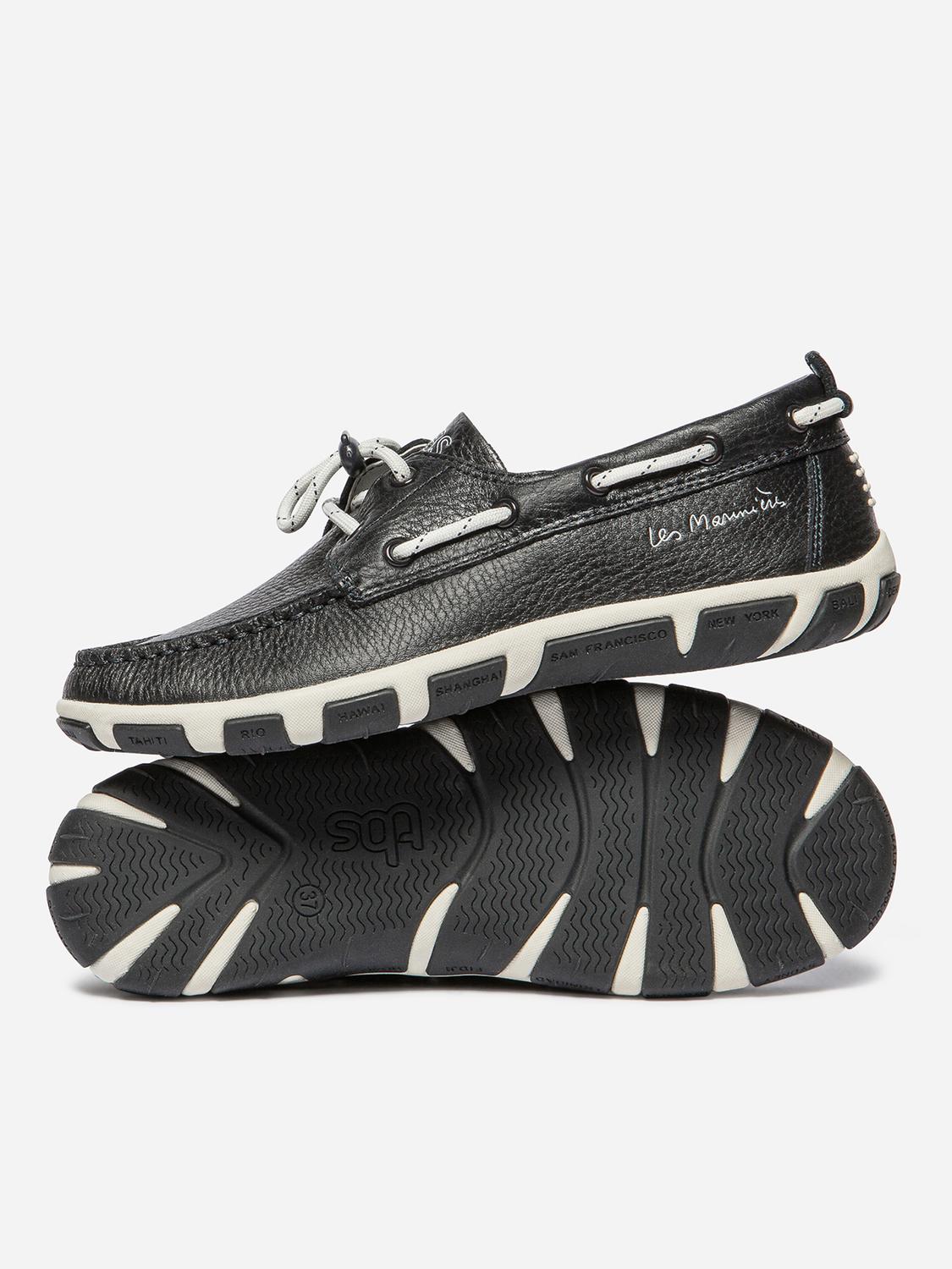 Chaussures Bateau Femme Cuir Marine