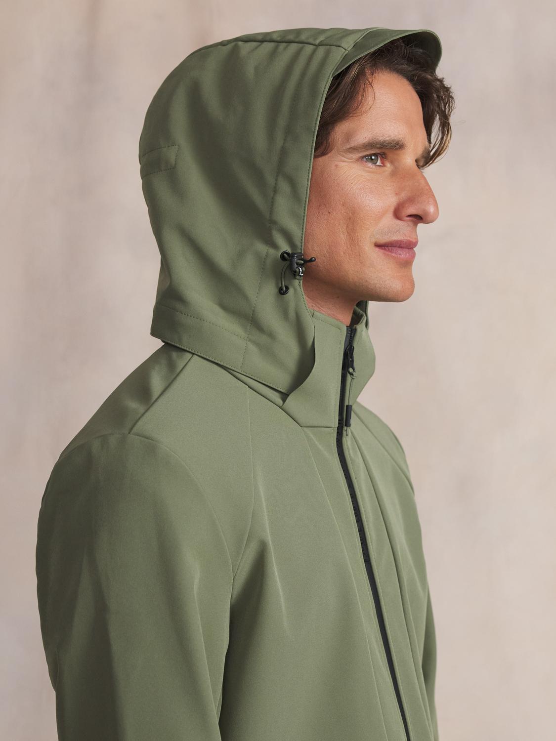 Manteau Long Homme Déperlant Vert HELNYLON