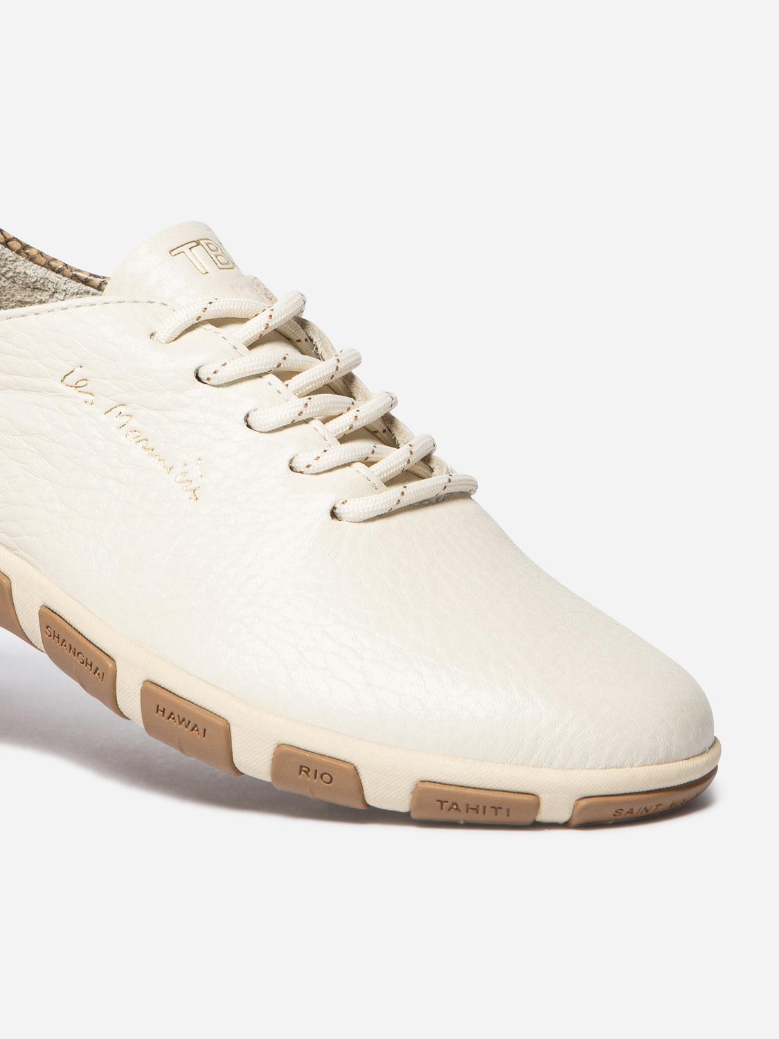 Tennis en cuir femme light beige et python JAZARU
