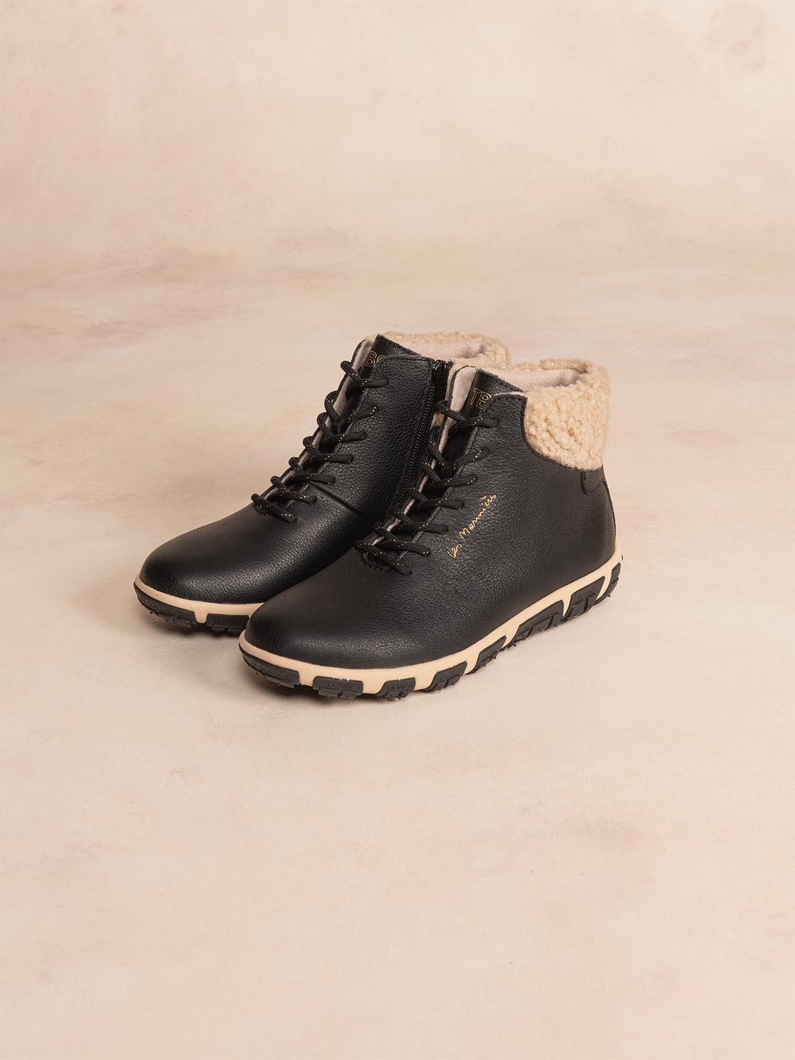 Boots Femme Doublée Feutrine Cuir Noir JANISSA