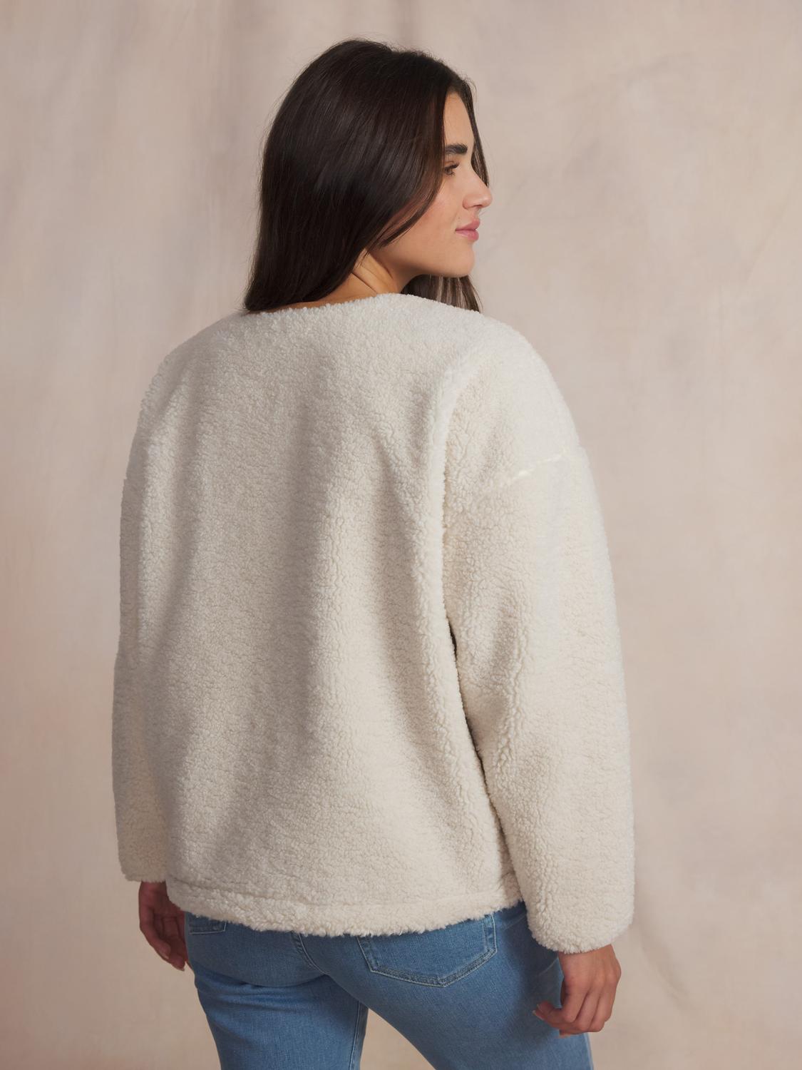 Veste sherpa femme ecru WILDAZIP