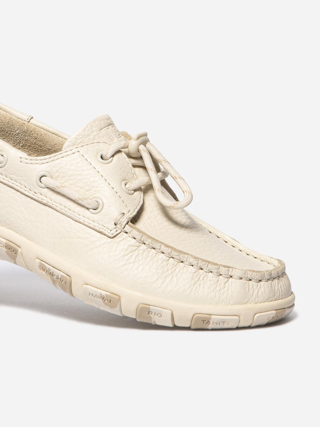 Chaussures bateau femme ecru camo JANAELE