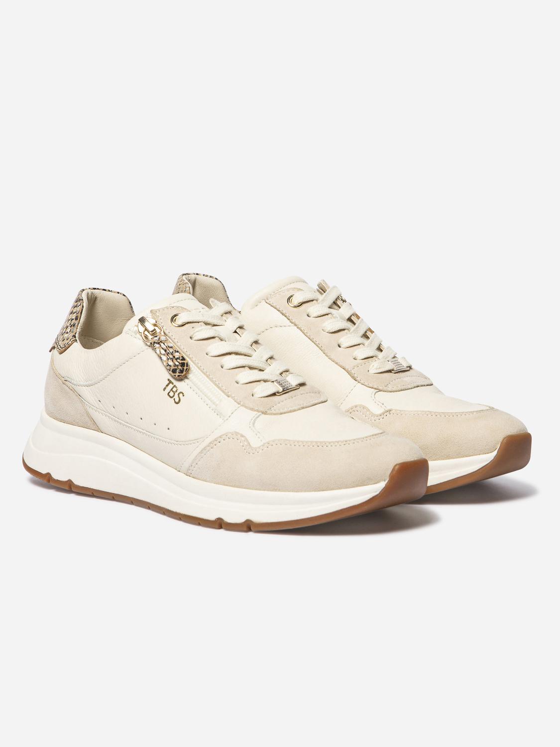 Tennis en toile femme off-white et python BLONZIP