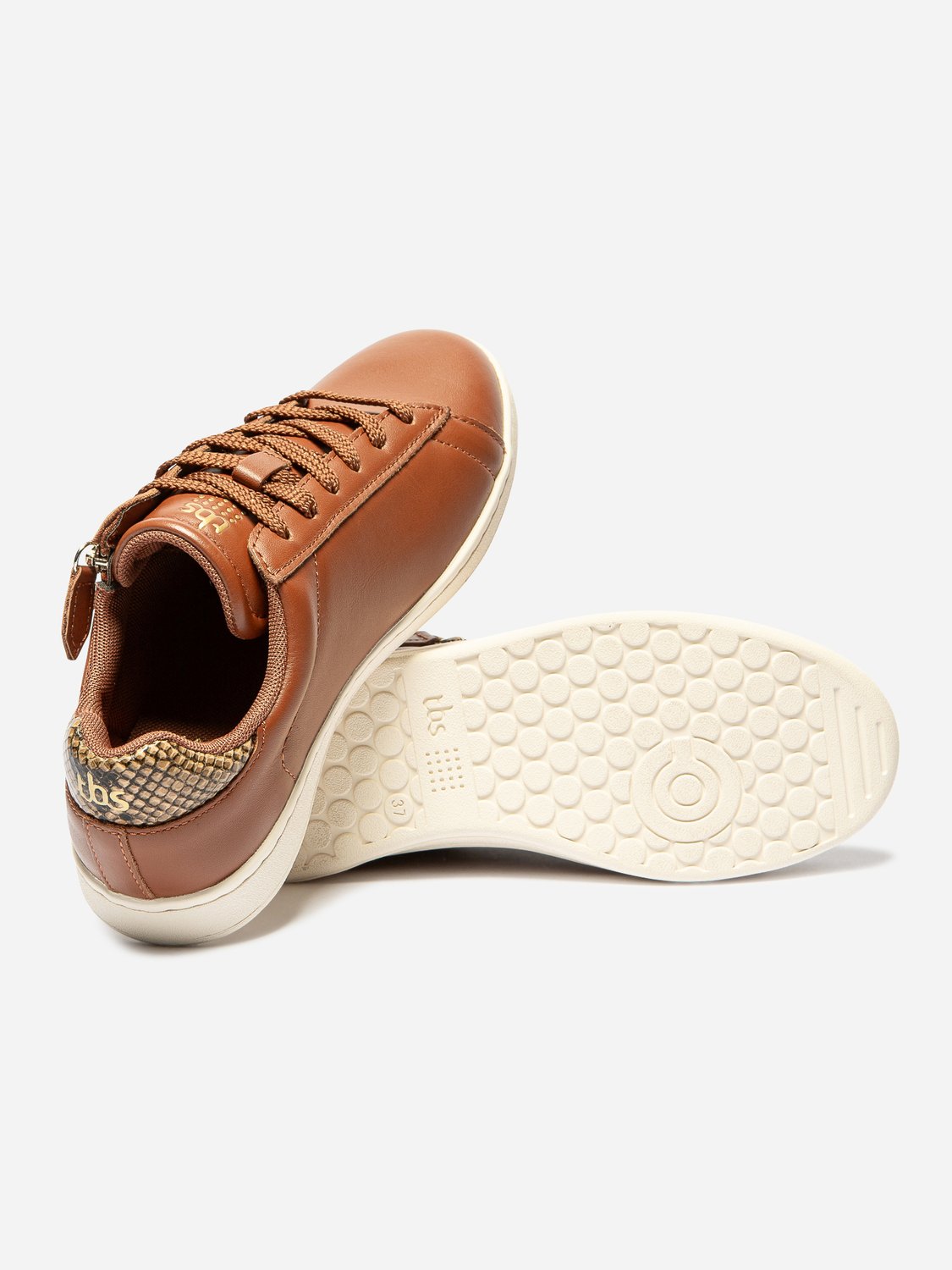 Women's Zipped Brown Leather Sneakers LORAZIP