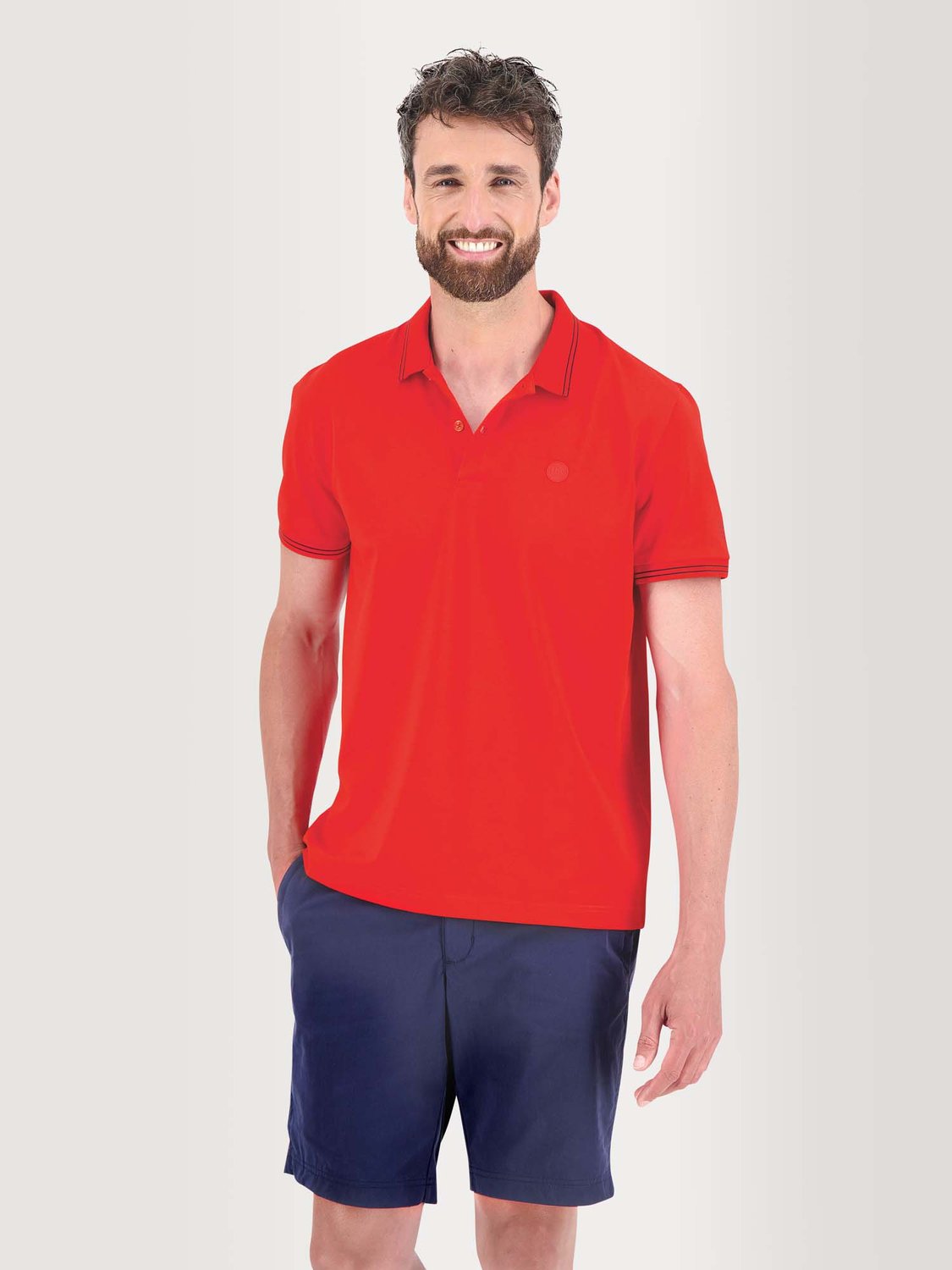 Polo Homme Séchage Rapide Stretch Rouge