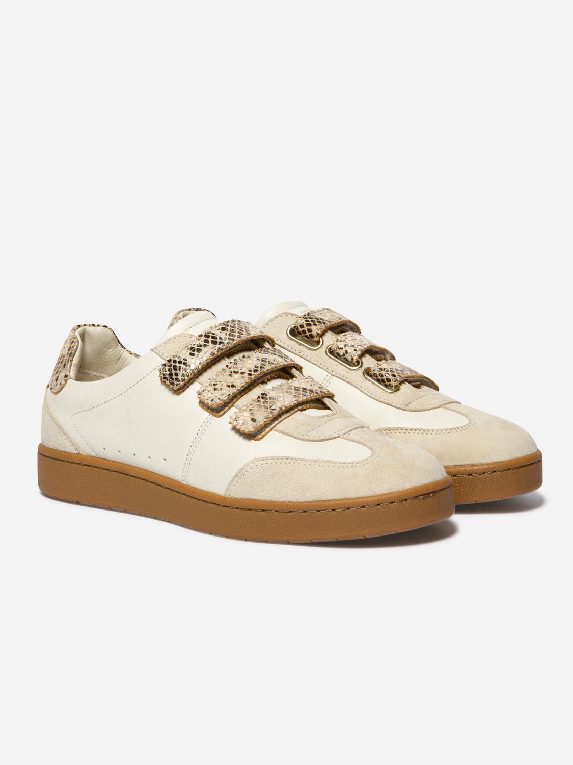 Tennis en toile femme off-white et python VANILLA