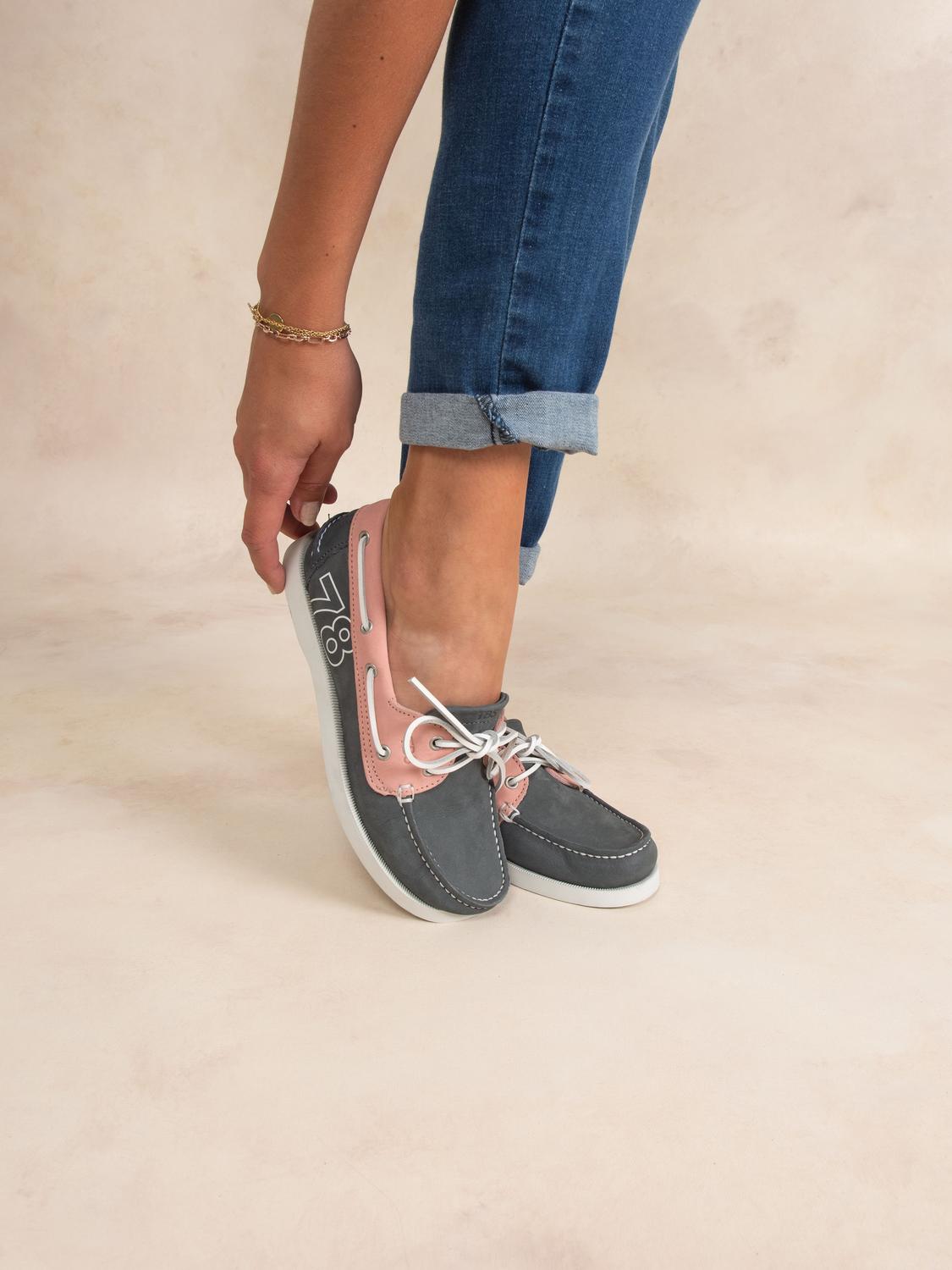 Chaussures bateau femme saphir et rose PHINN