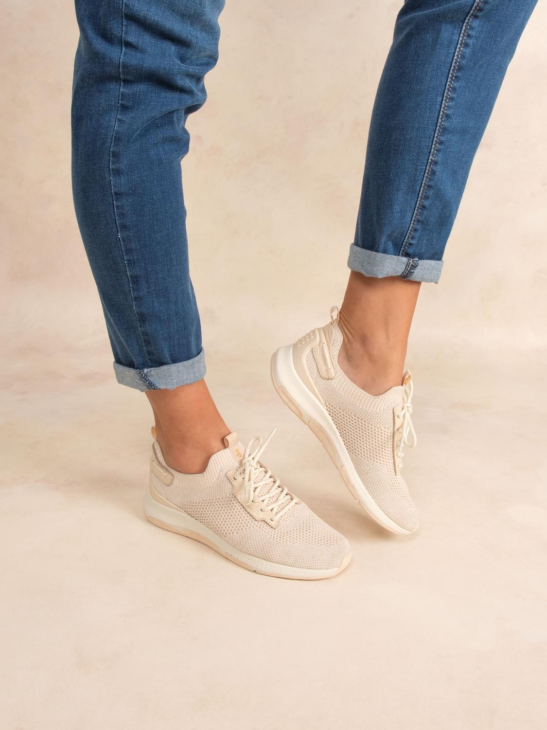 Baskets Femme Confort Textile Recyclé Beige