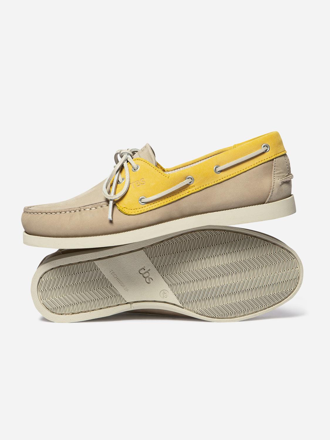 Chaussures bateau homme beige et mimosa PHENIS