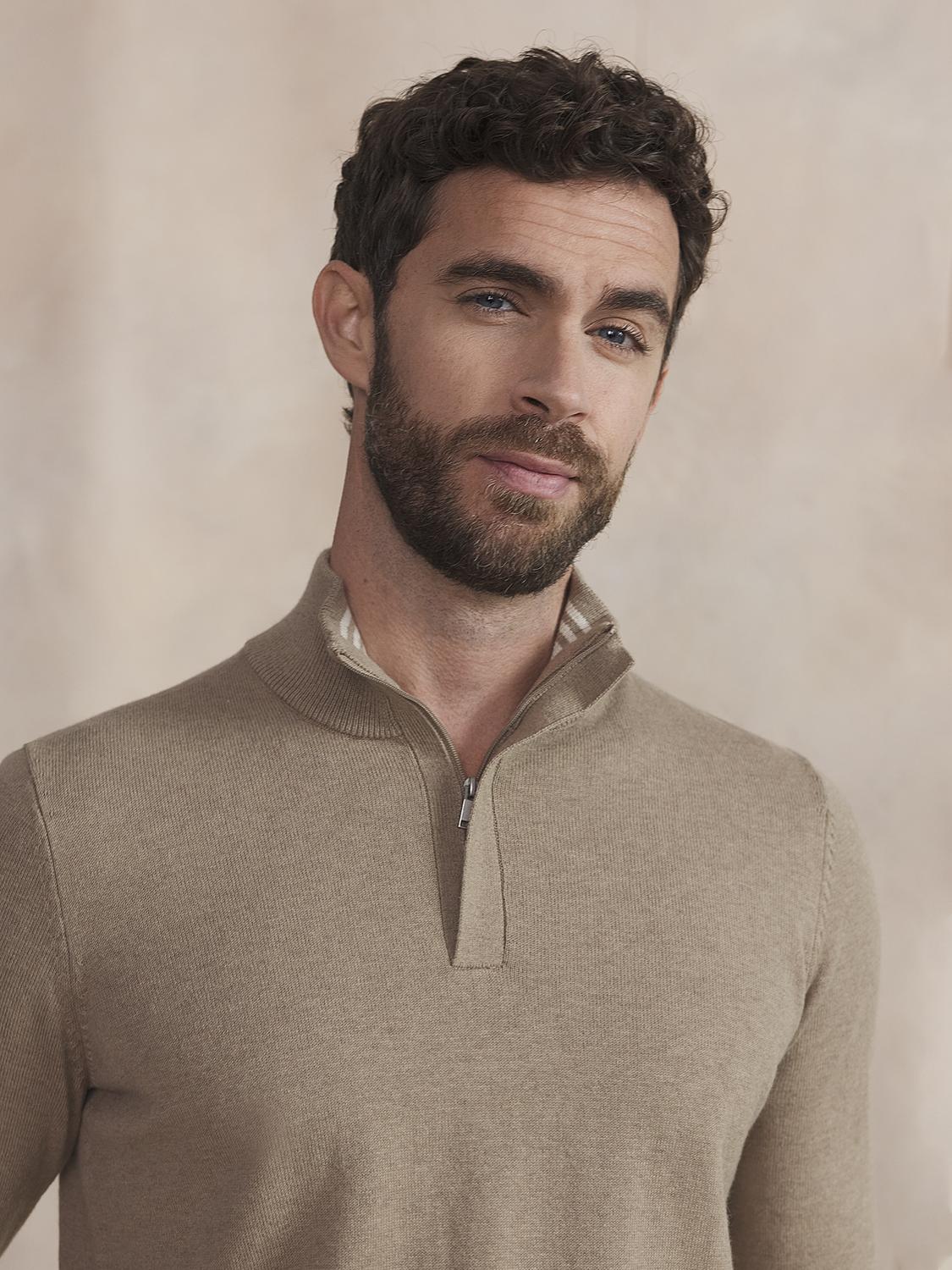 Pull Col Camionneur Homme Beige MALIKCAM