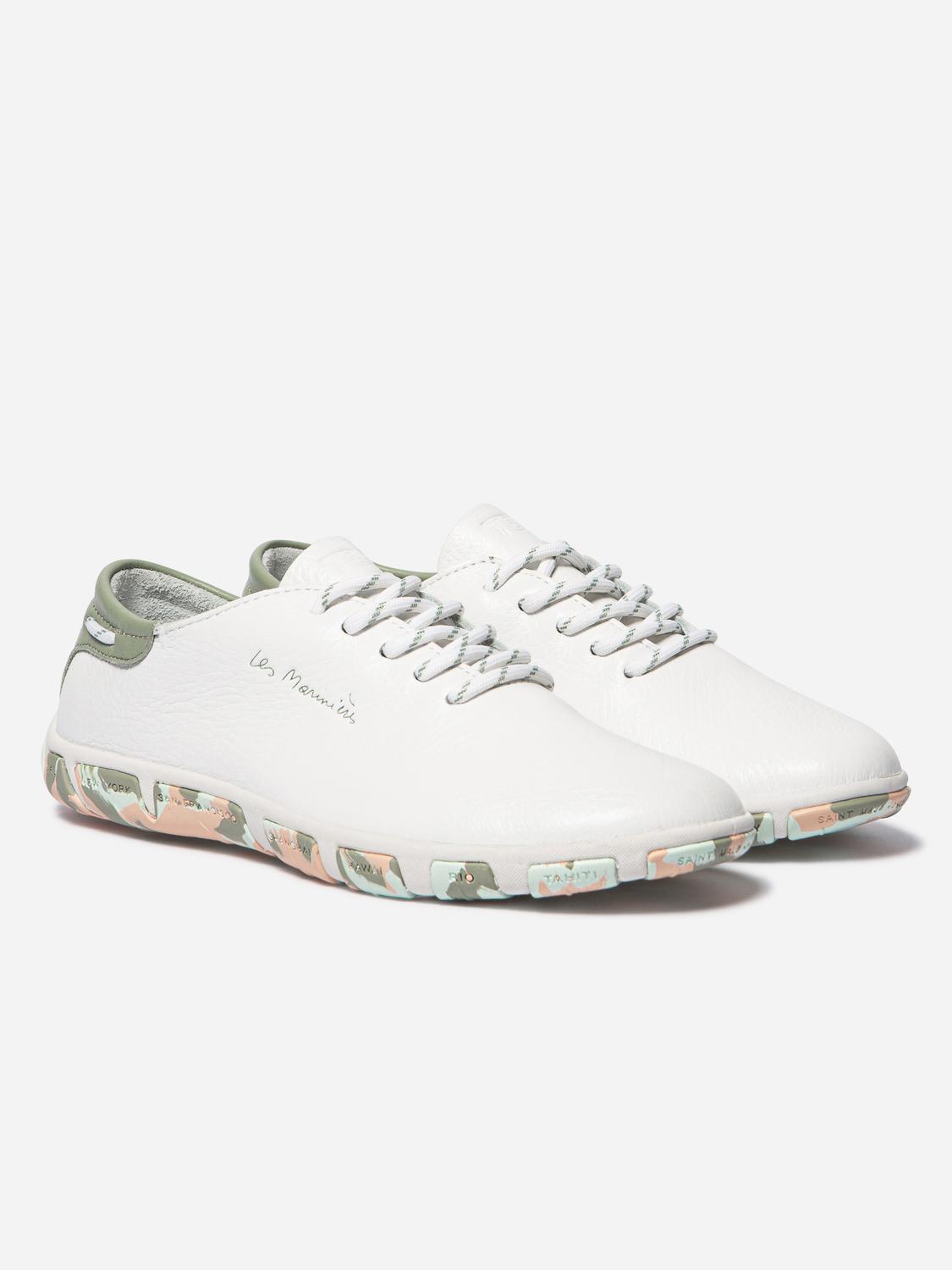 Women's leather sneakers White Clay Camo JAZARU