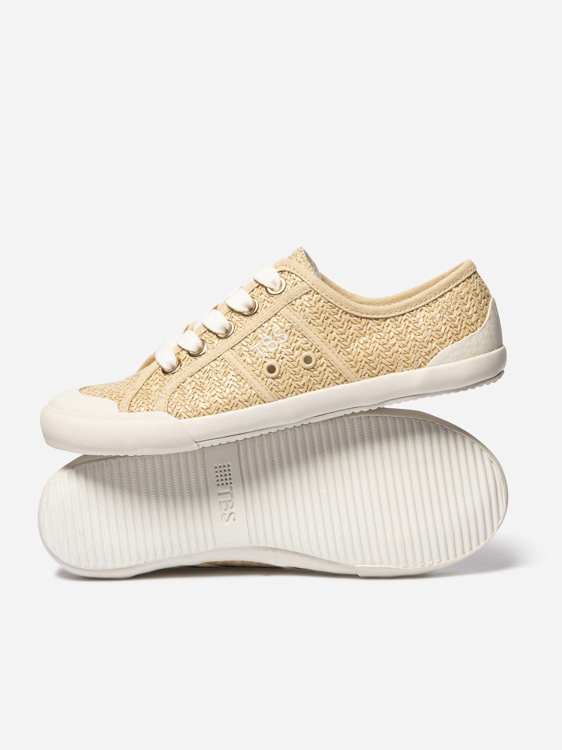 Tennis en toile femme beige raphia OPIACE