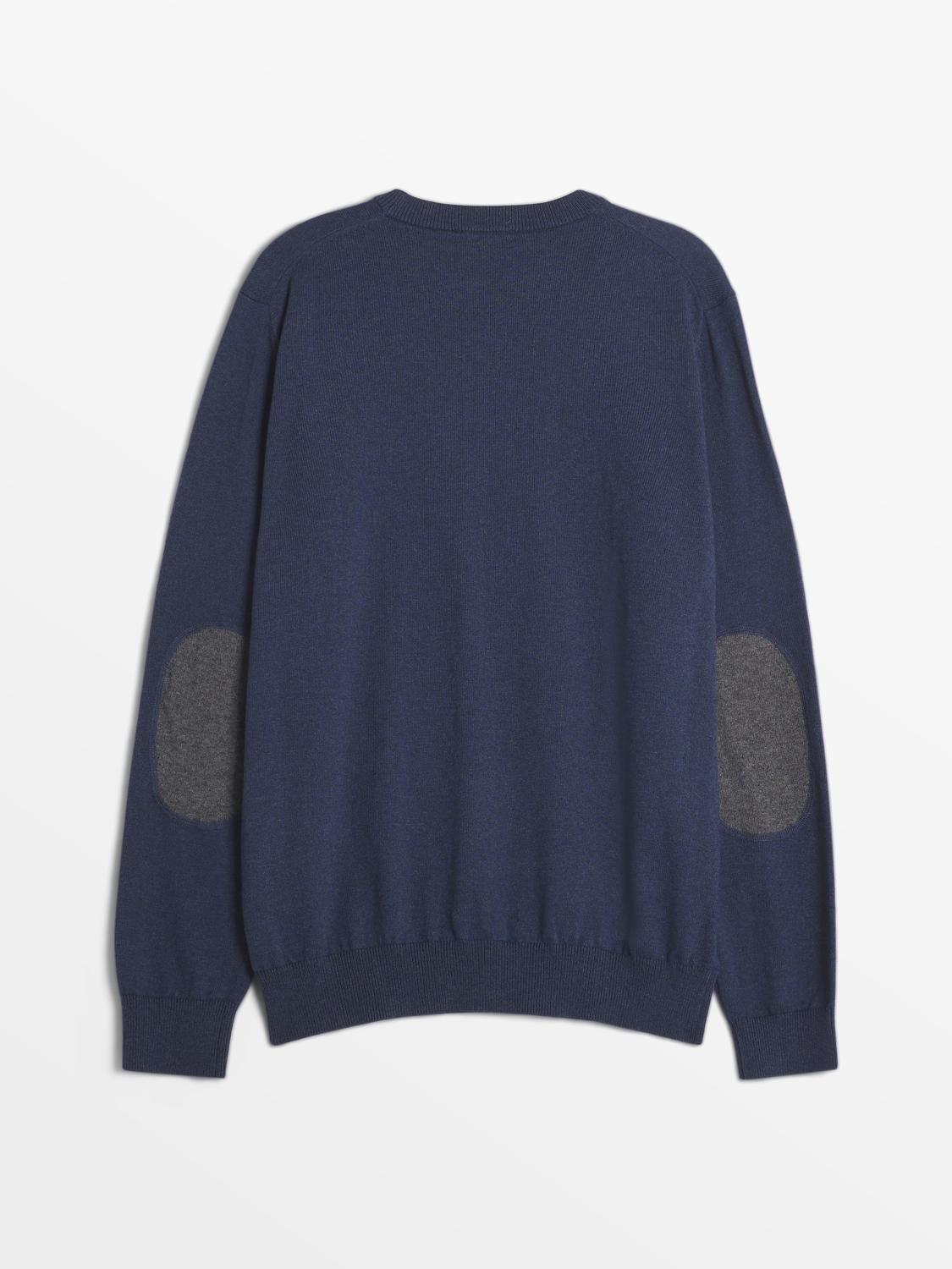 Pull Homme Col Rond Laine Coton Marine MALIKRON