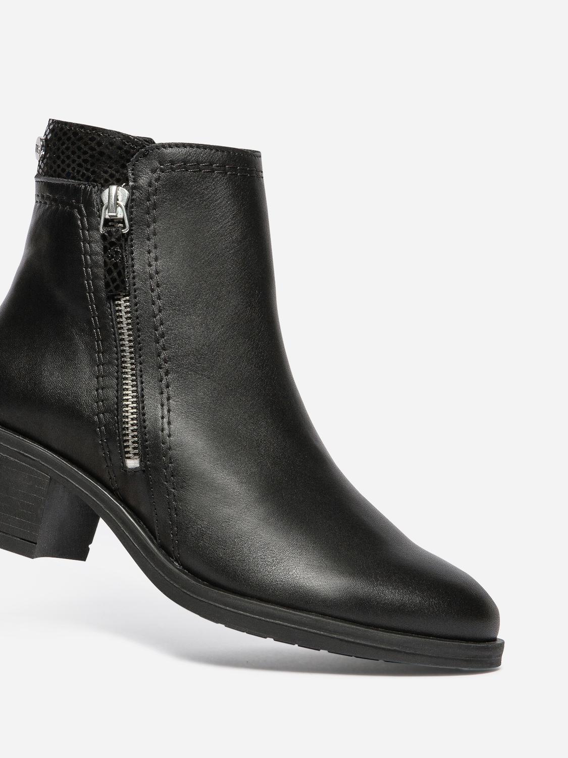 Boots Zippées Femme Cuir Noir WASSILA