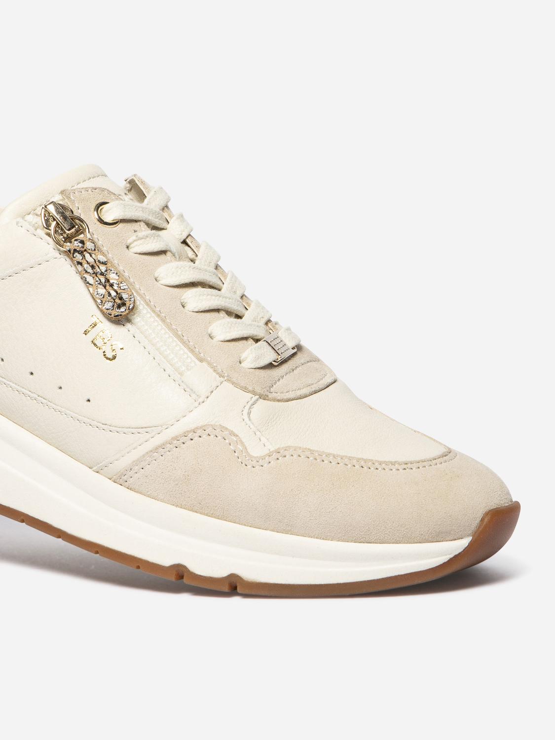 Tennis en toile femme off-white et python BLONZIP