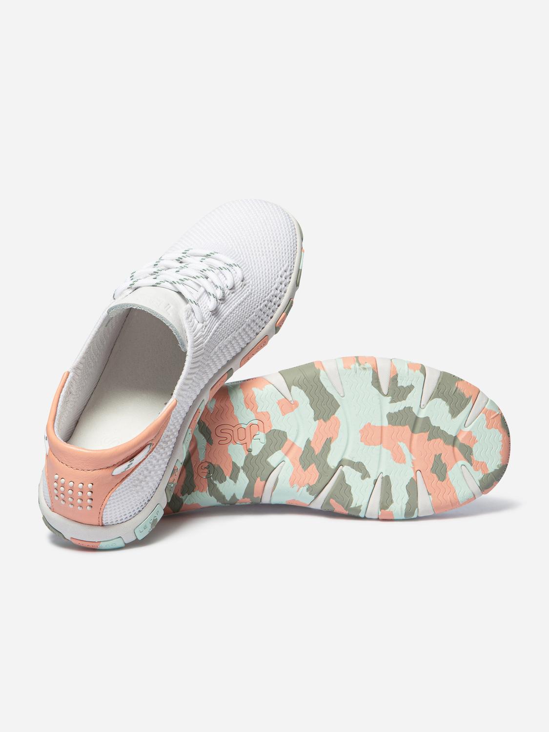 Tennis Femme Textile Recyclé Blanc et Goyave Tennis Femme Textile Recyclé Blanc et Goyave