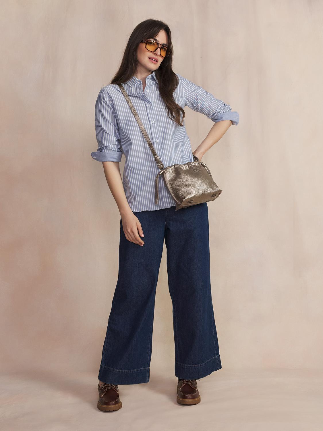 Chemise Chambray Manches Longues Bleu ROZZICHE Chemise Chambray Manches Longues Bleu ROZZICHE