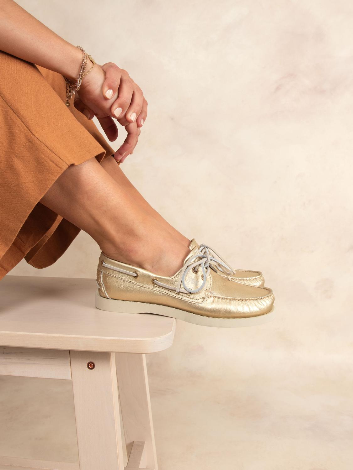 Chaussures bateau femme or PHENISE